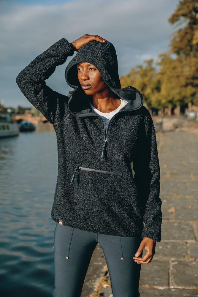 Acai Sweatshirts - Windproof Fleece Hoodie - Deep Navy - Xsmall - Womens