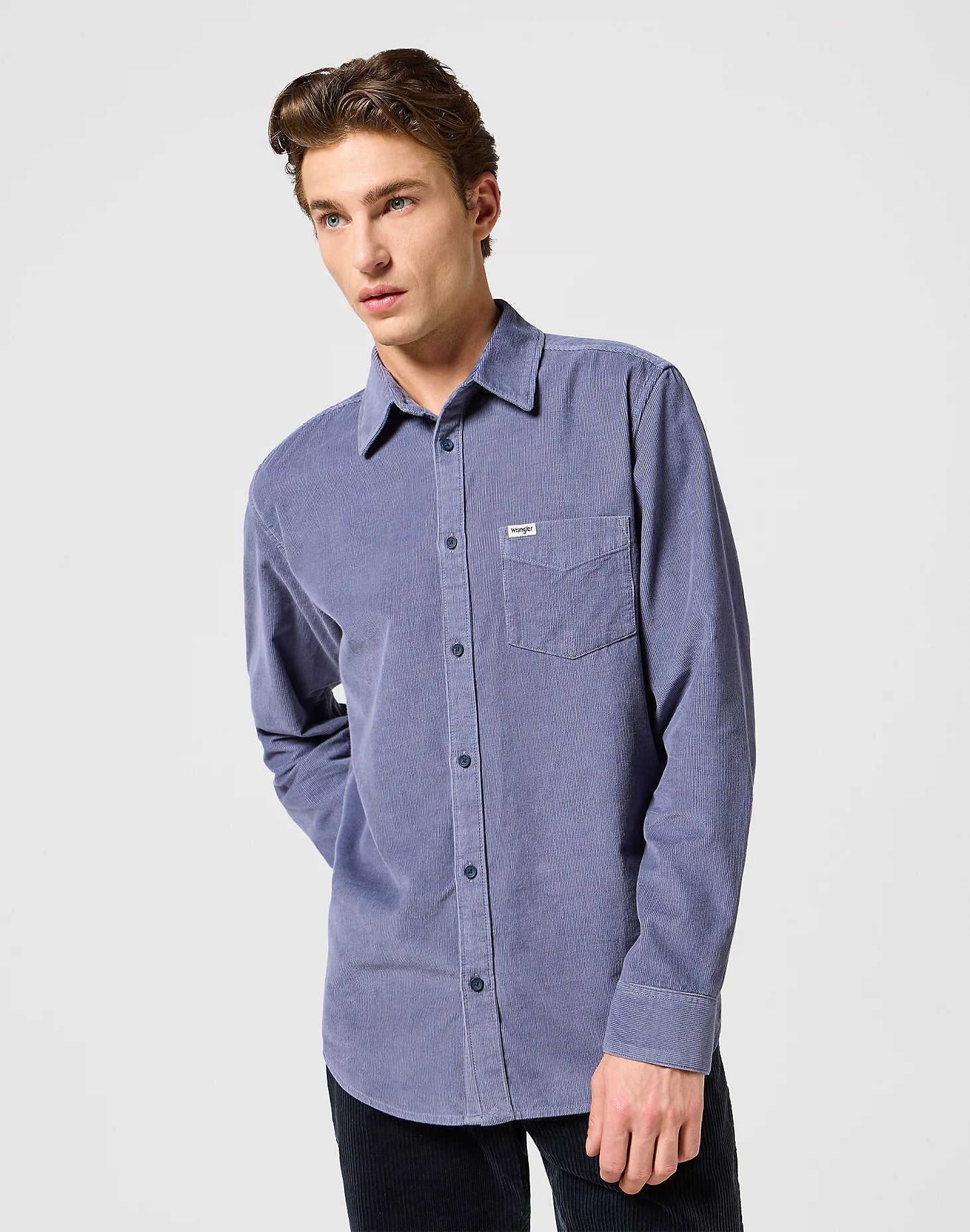 1 Pocket Corduroy Shirt In Grisaille