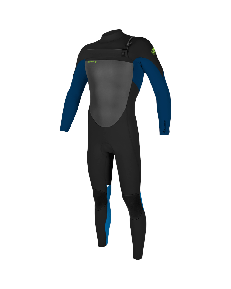 Boys Epic 4/3mm Chest Zip Wetsuit In Black  Deep SeaandBali Blue