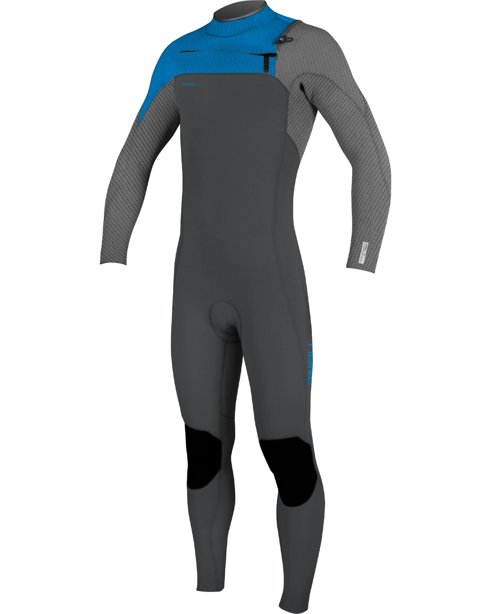 Boys Hyperfreak 4/3mm+ Chest Zip Wetsuit In Graphite  SmokeandBali Blue