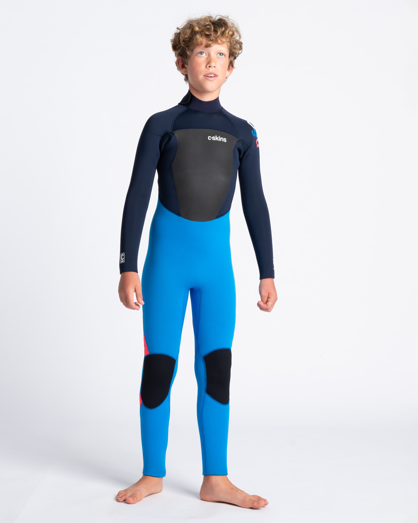 Boys Legend 5/4mm Back Zip Wetsuit In Cyan  SlateandMulti