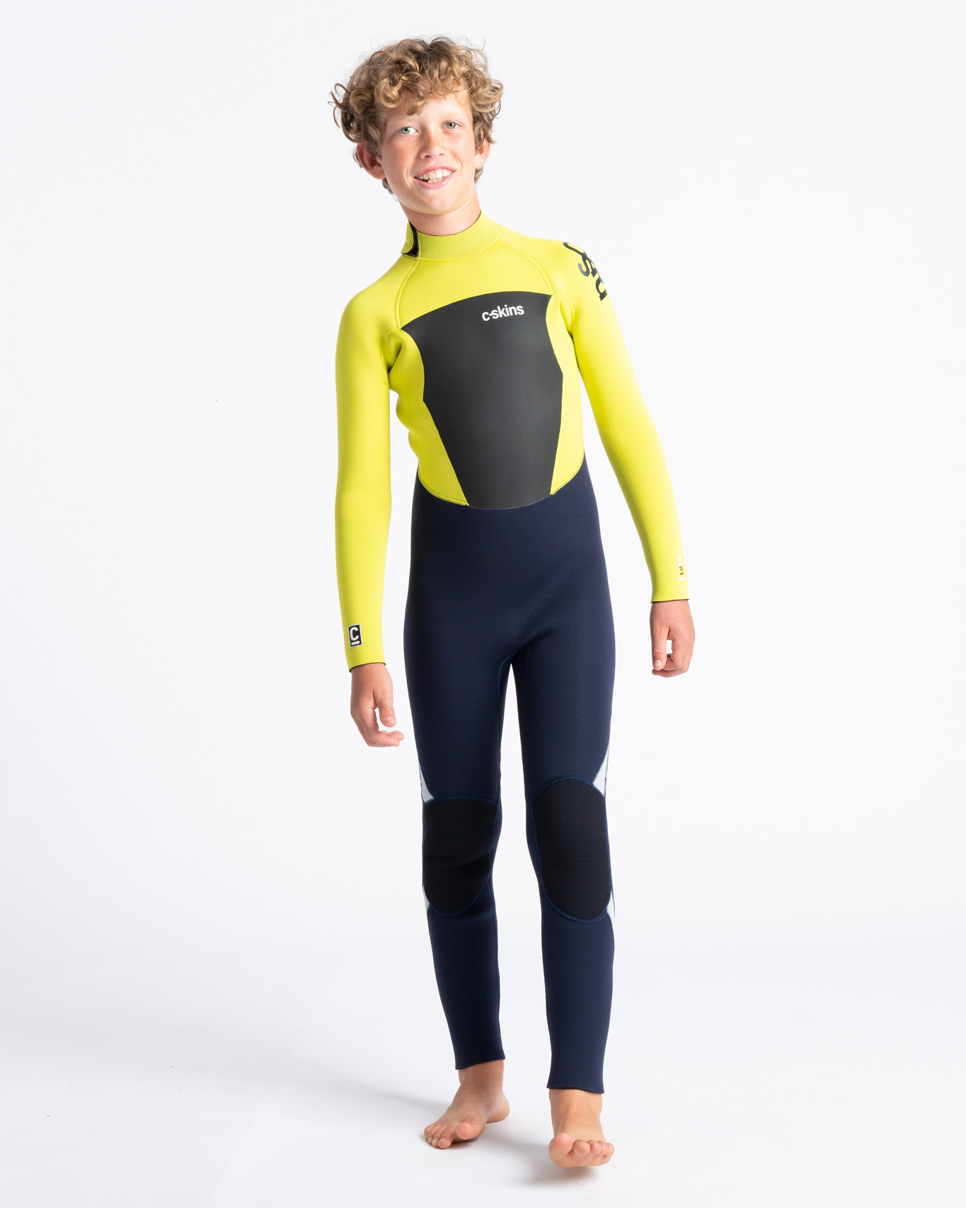 Boys Legend Back Zip 5/4mm Wetsuit In Slate  Flash GreenandSilver