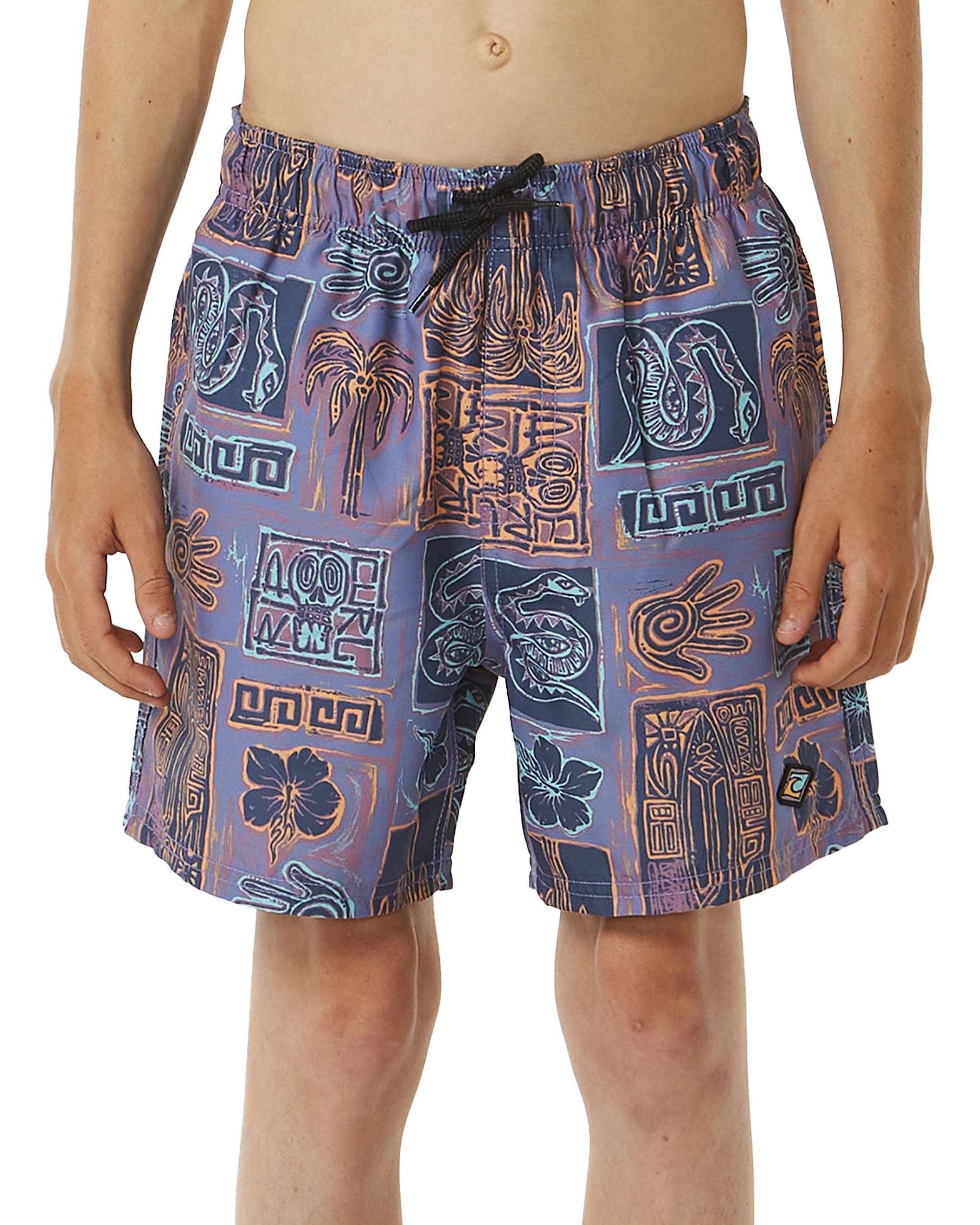 Boys Lost Islands Tile Volley Shorts In Multi Colour