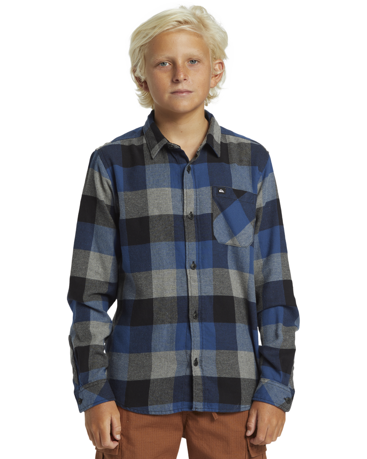 Boys Motherfly Classic Flannel Shirt In Estate Blue