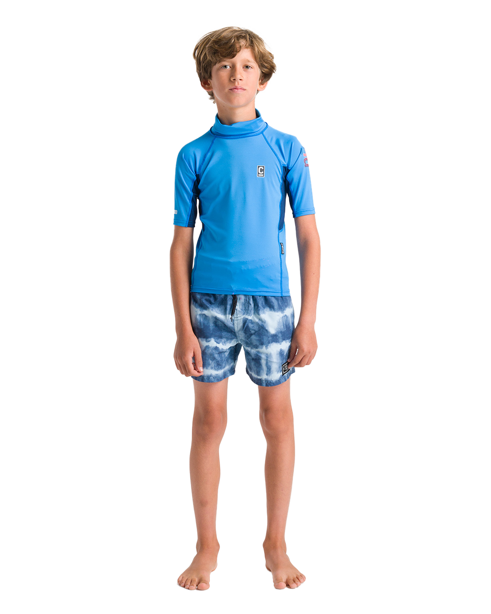 Boys Nuwave Rash Vest In Cyan  SlateandMulti