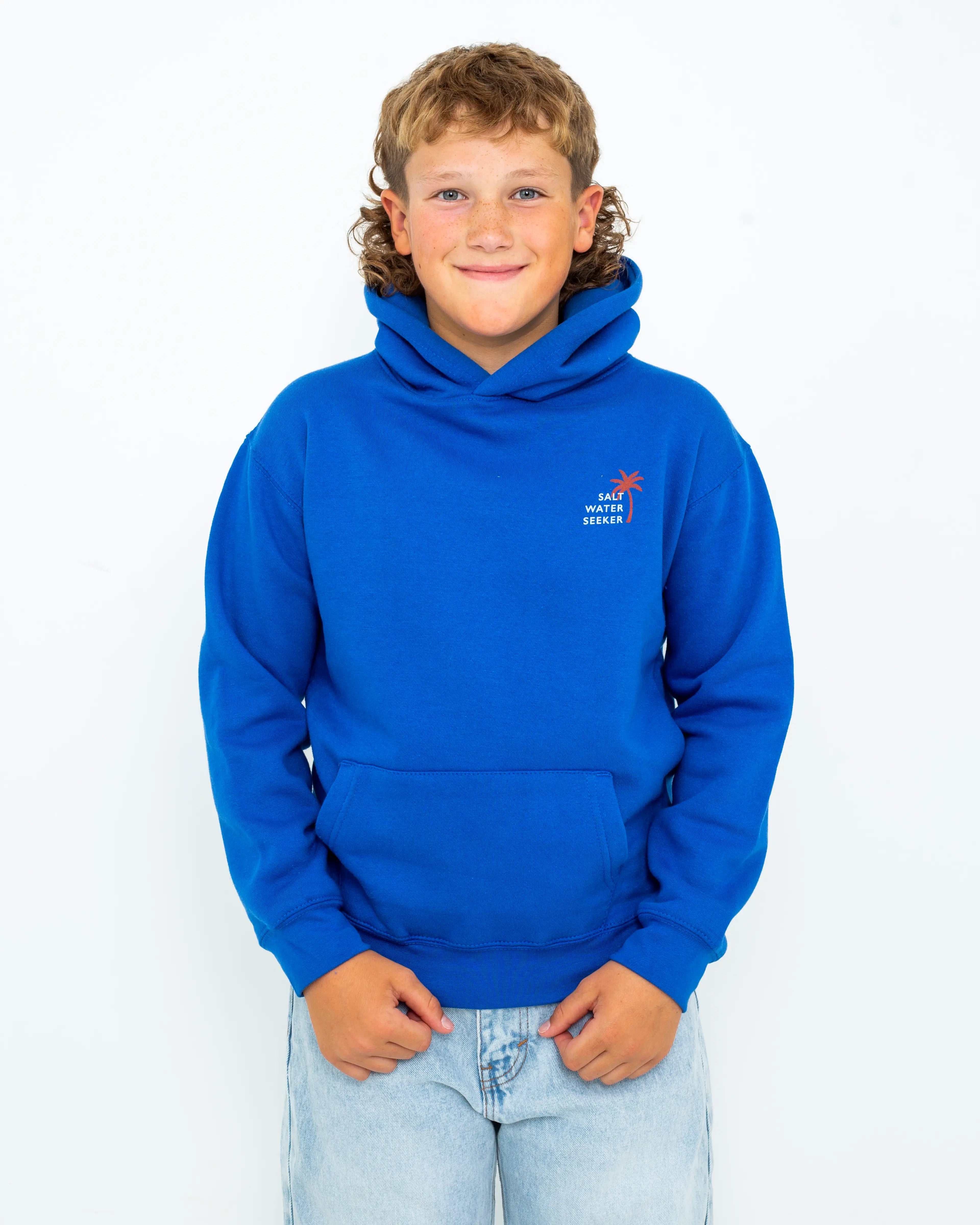 Boys Palm Hoodie In Royal Blue