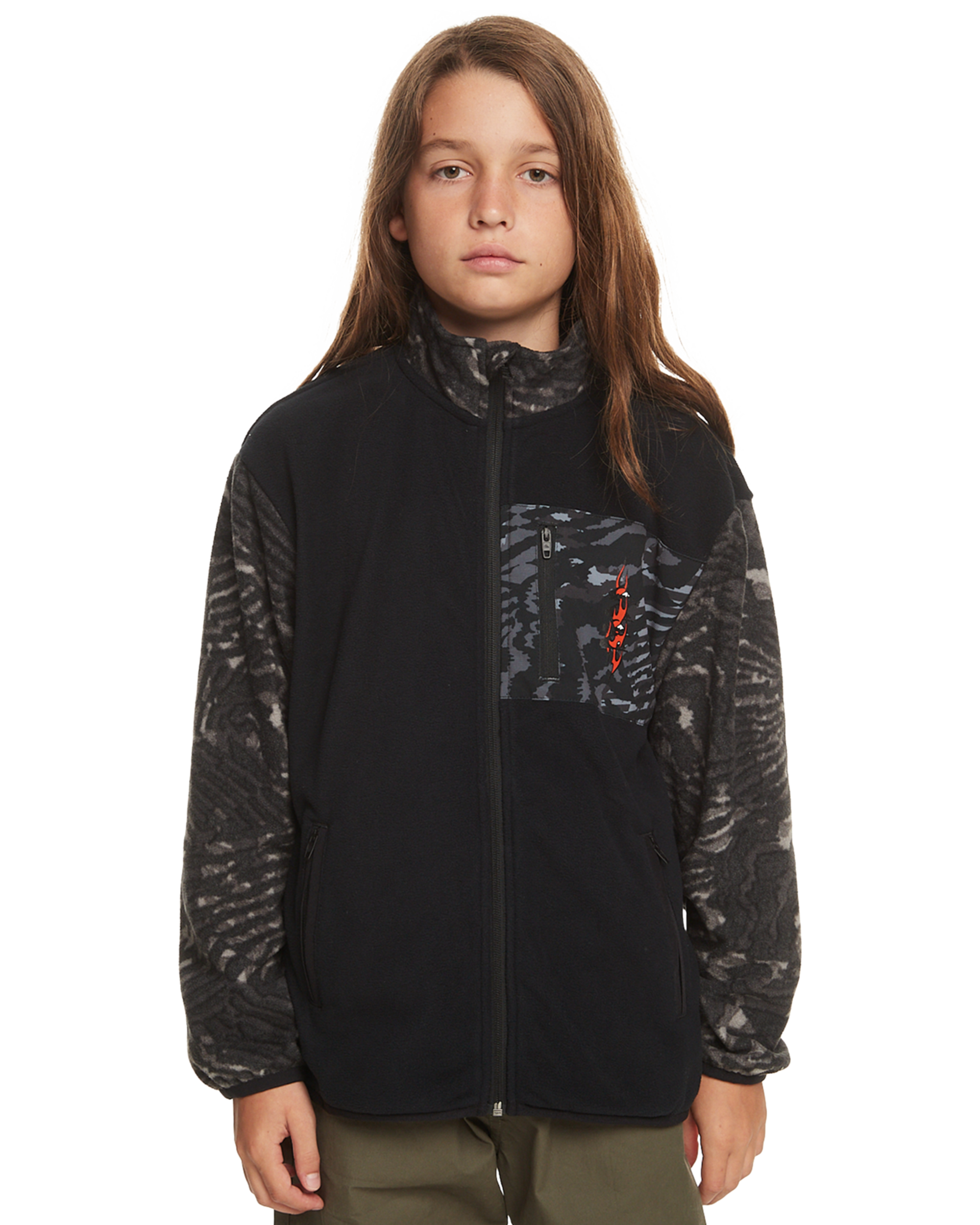 Boys Radical Times Polar Zip Fleece Jacket In Black