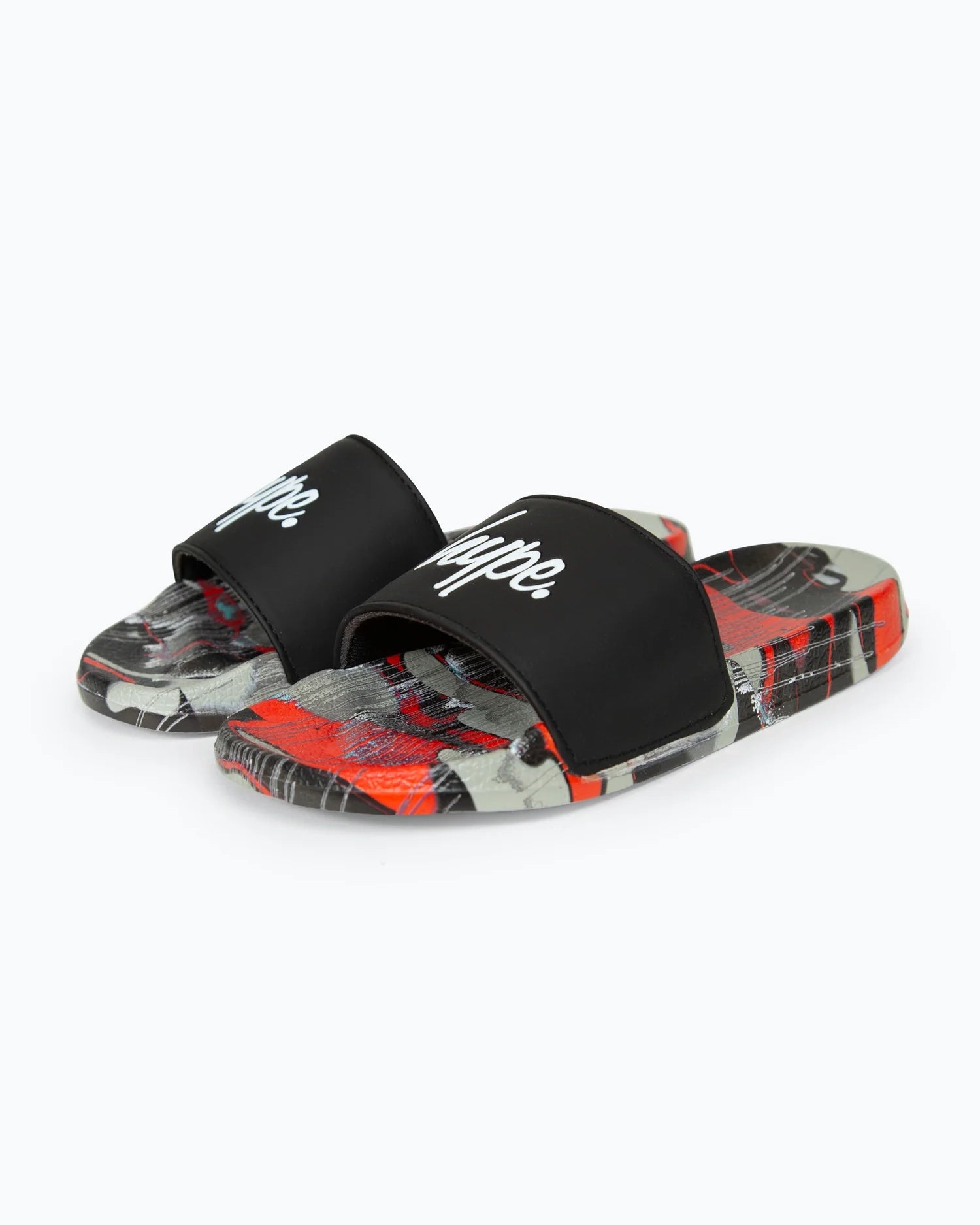 Boys Red Camo Blur Drips Script Sliders In Red Camo