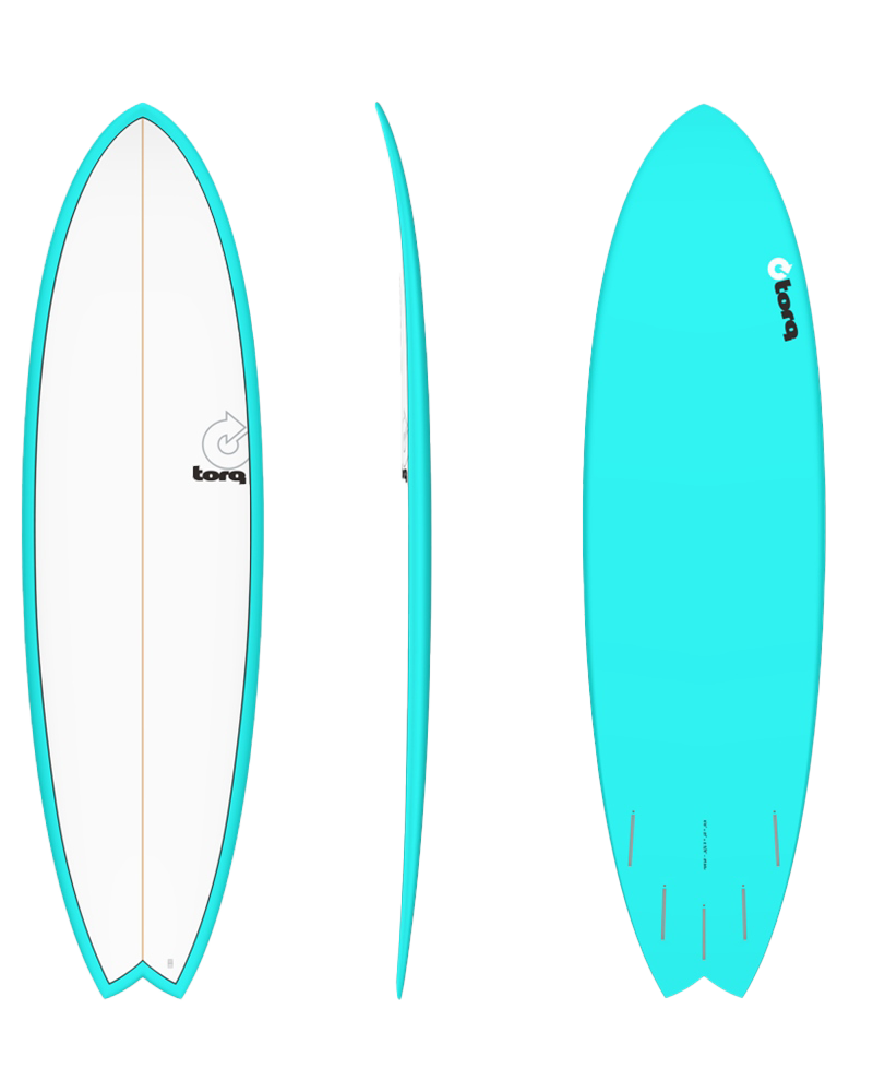 66 Mod Fish Surfboard In Miami BlueandPinline