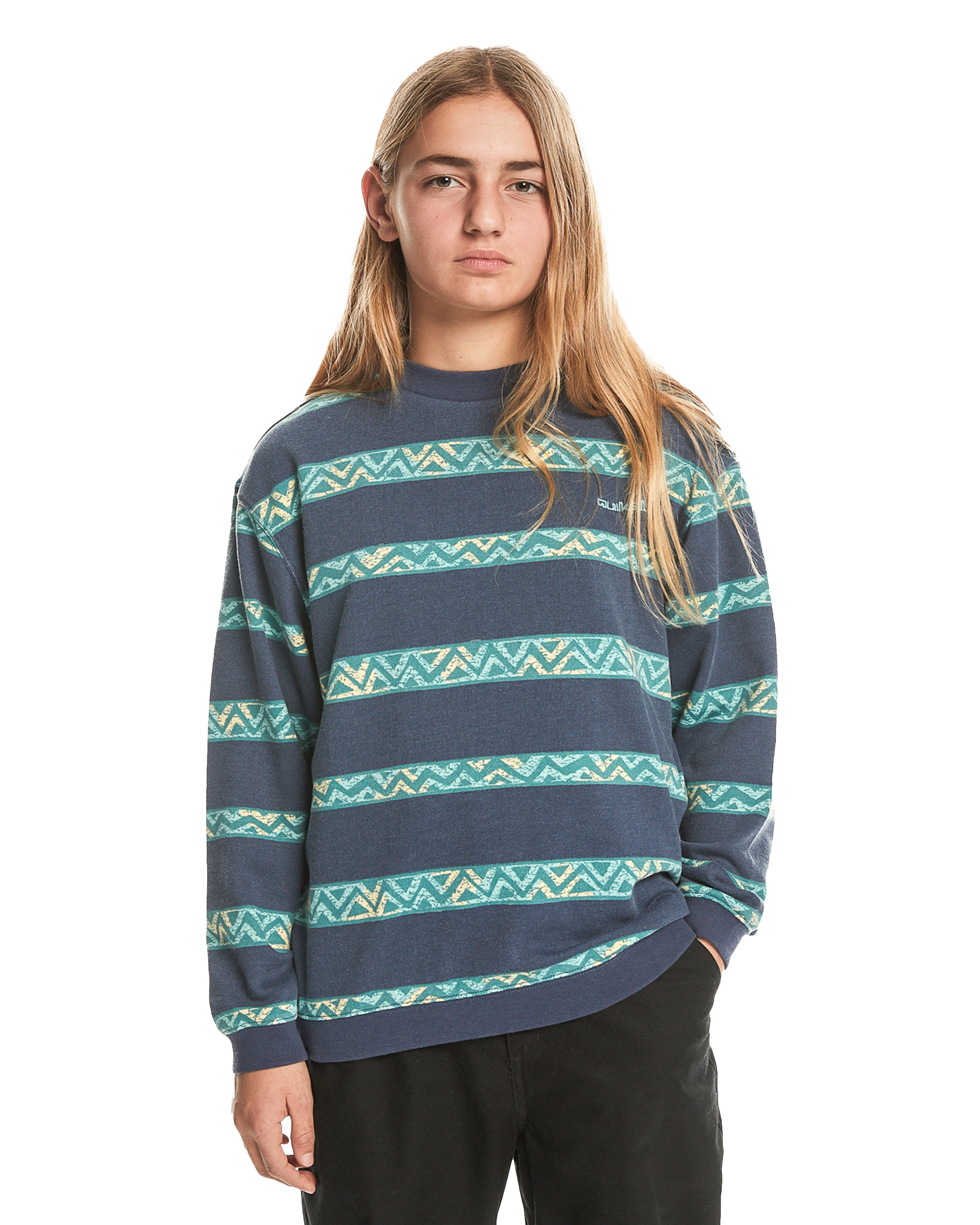 Boys Take Us Back Sweatshirt In Crown BlueandHeritage Stripe