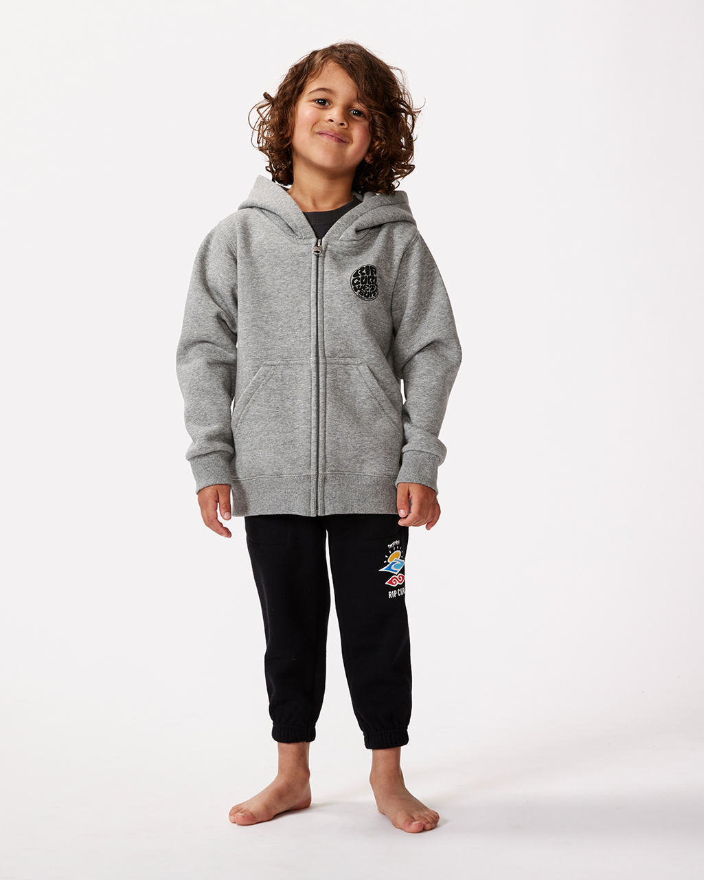 Boys Wetsuit Icon Zip Thru Hoodie In Grey Marle