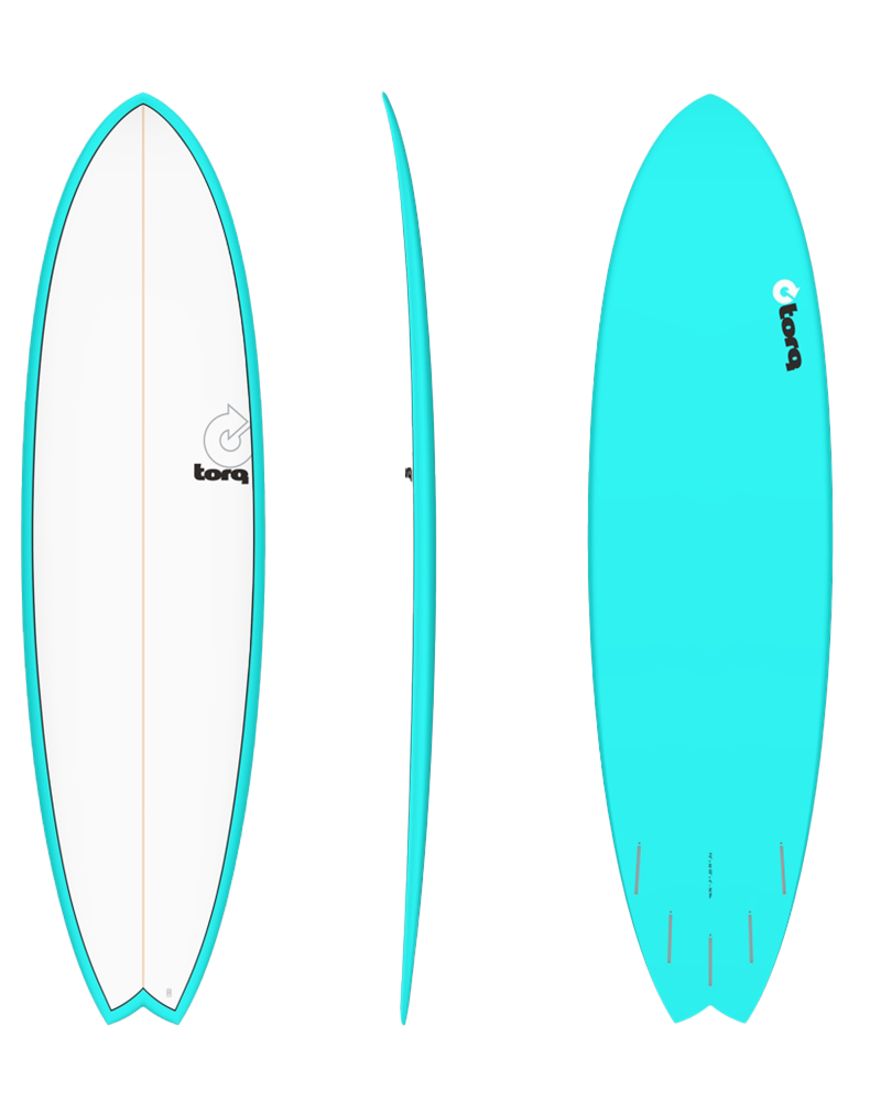 72 Mod Fish Surfboard In Miami BlueandPinline