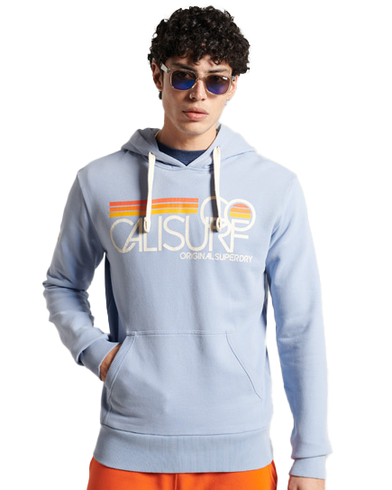 Cali Surf Graphic Overhead Hoodie In Forever Blue