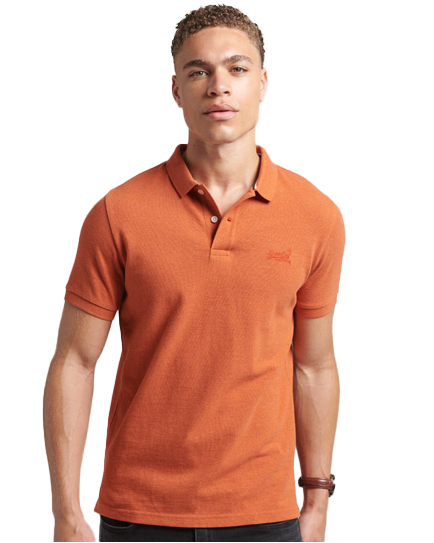 Classic Pique Polo Shirt In Rust Orange Marl