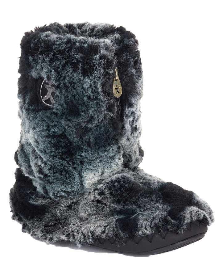 Cole Luxury Faux Fur Slipper Boots In Black Wolf