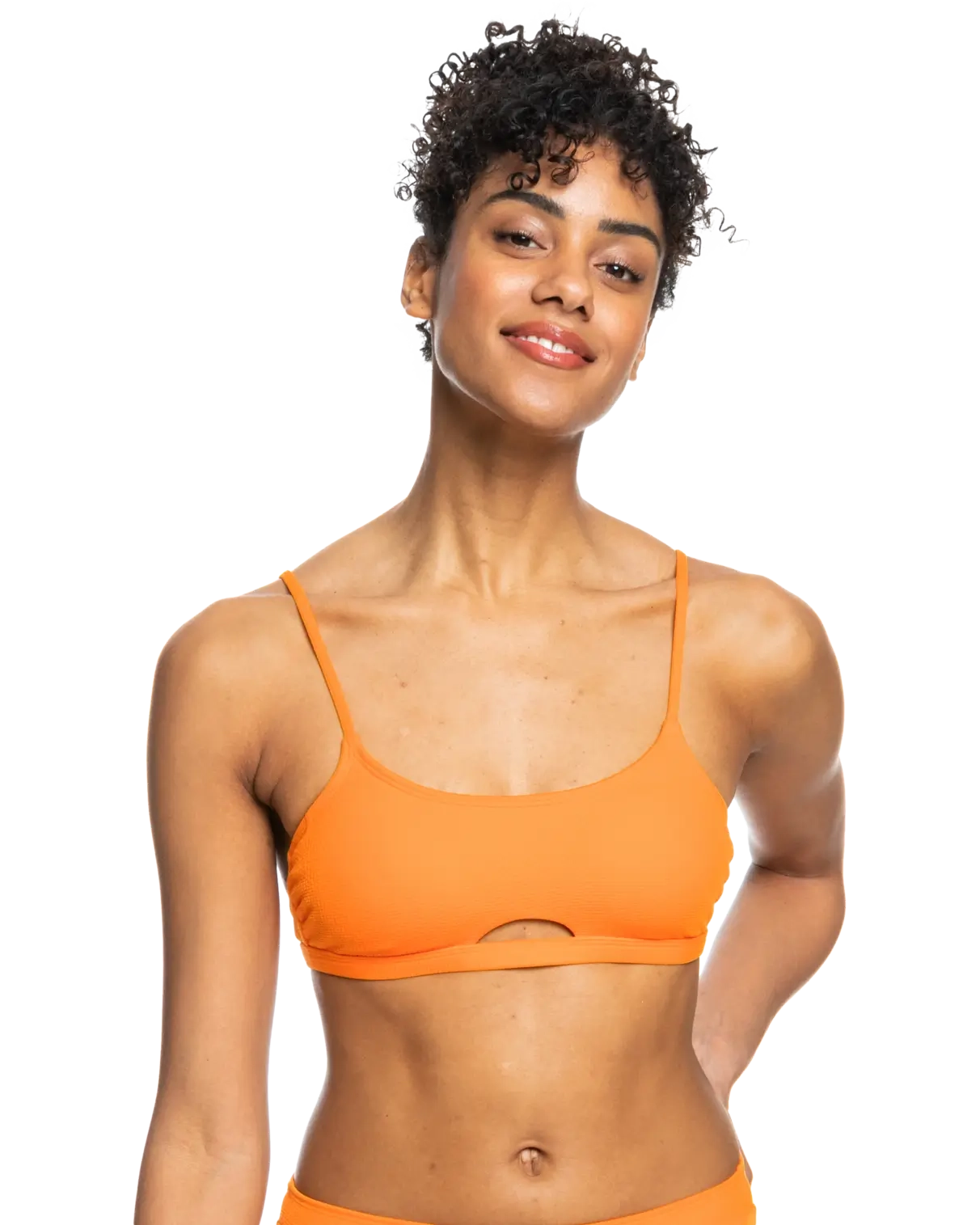 Color Jam Bralette Bikini Top In Tangelo