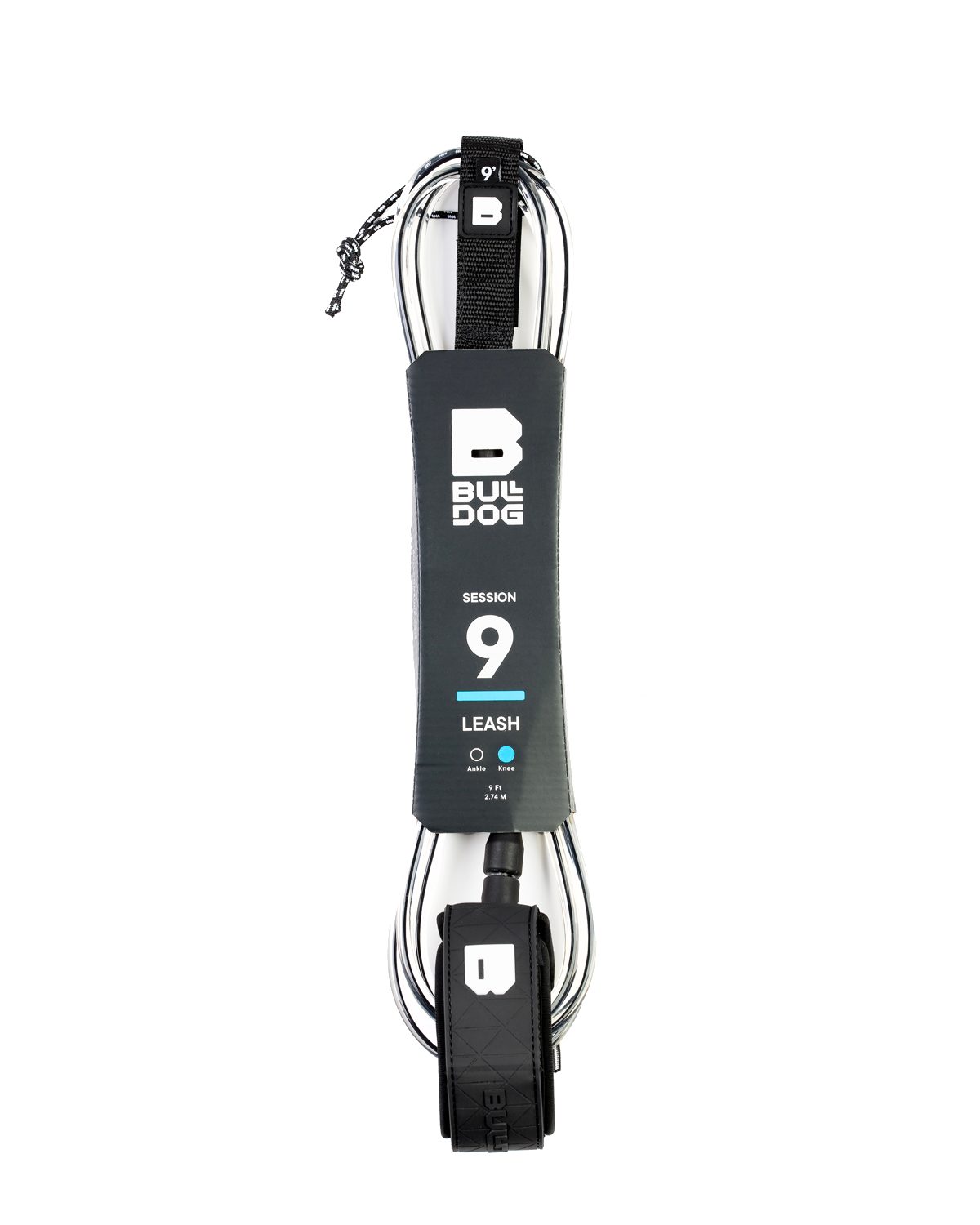 9ft Double Swivel Knee Surfboard Leash In BlackandWhite