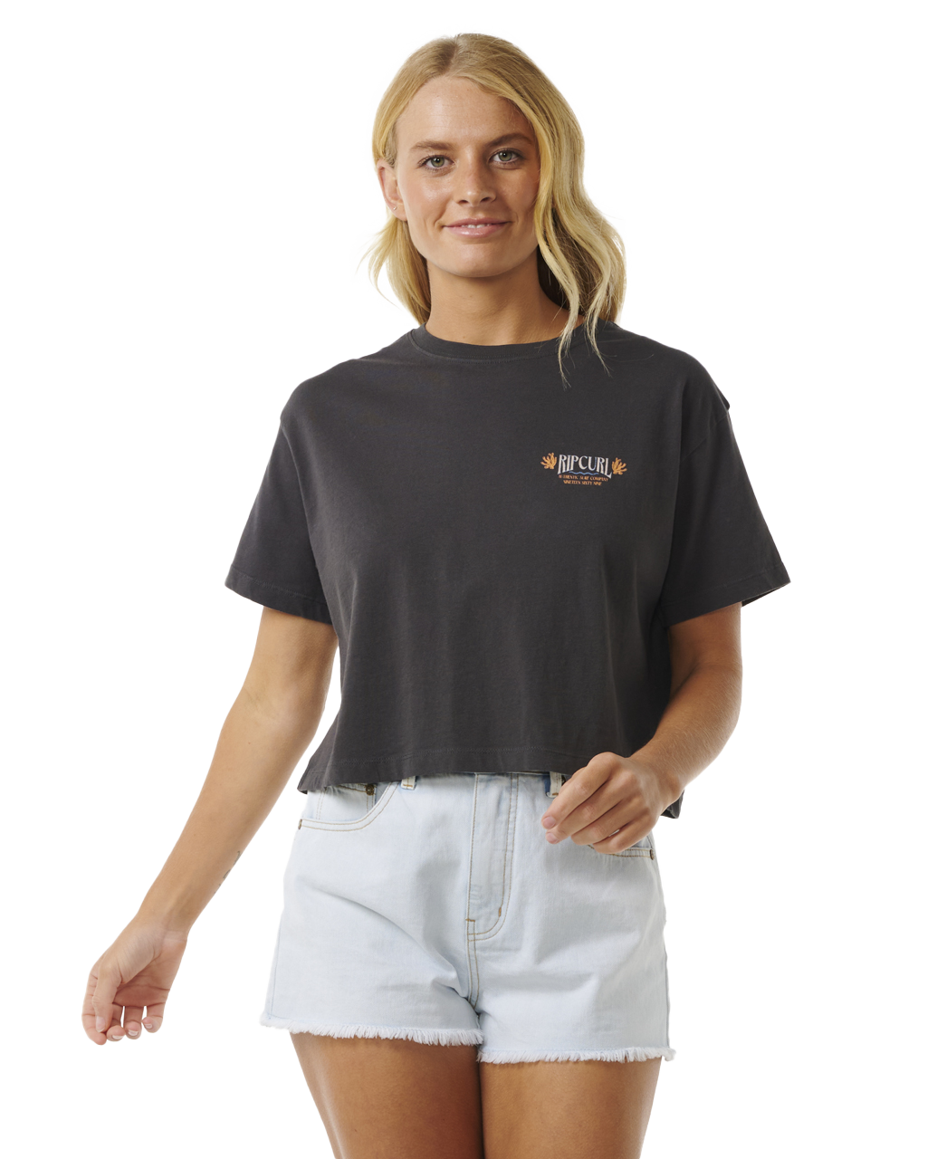 Coral Sands Crop T-shirt In Washed Black