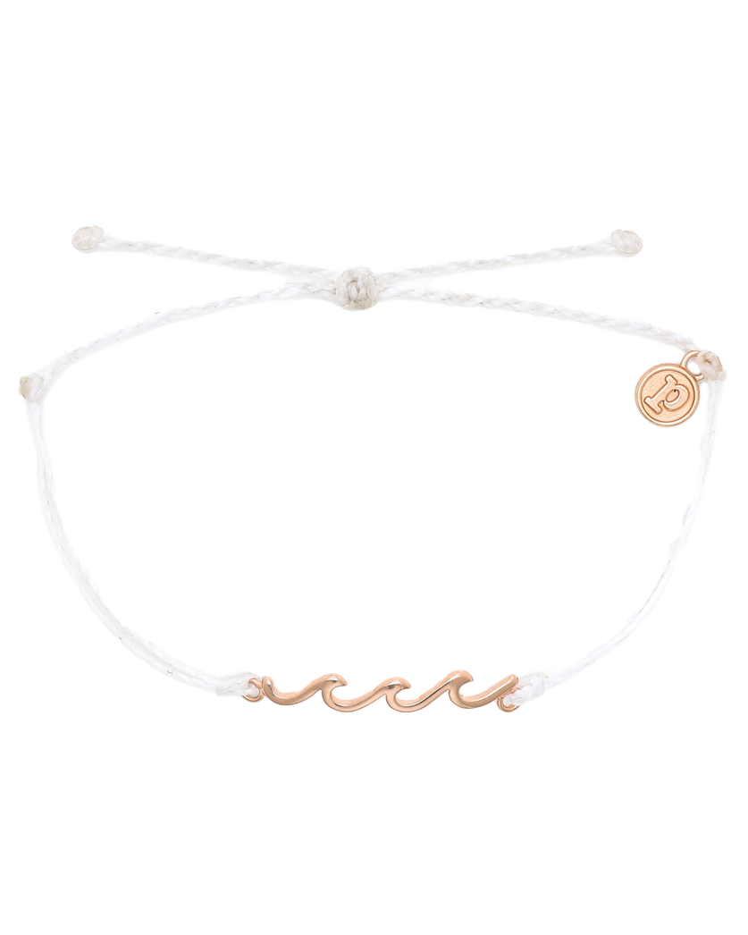 Delicate Wave Rose Gold Bracelet In White