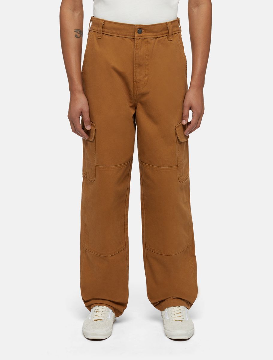 Duck Canvas Cargo Trousers In Brown Duck