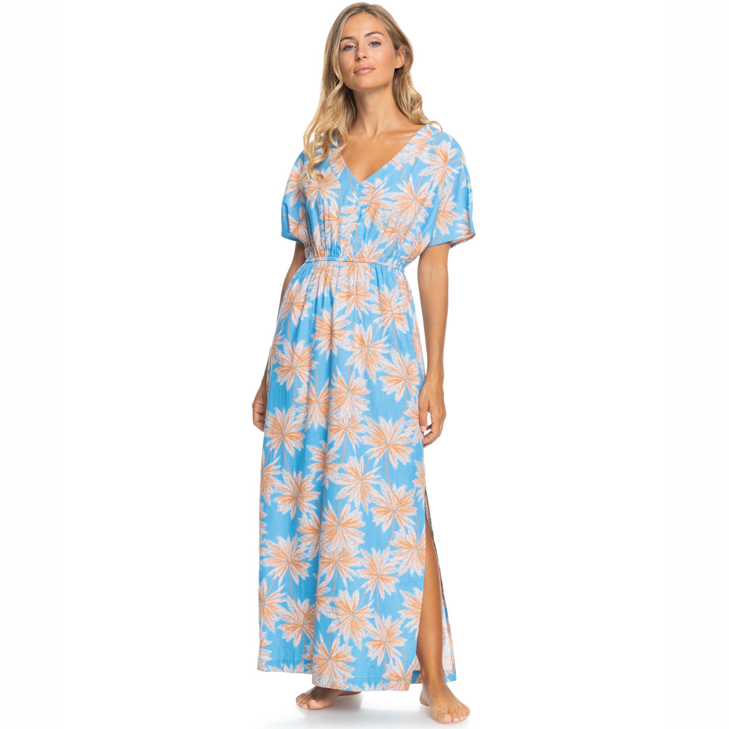 Dynamite Girl Again Dress In Azure Blue Palm Island