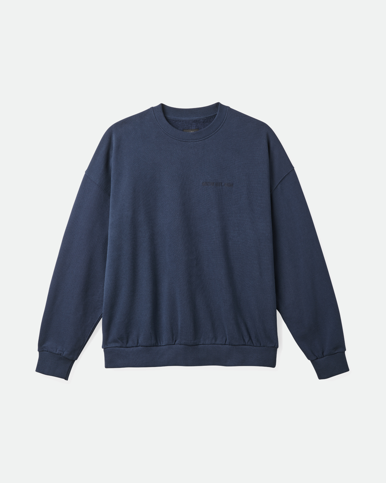 Embroidered Heavyweight Oversized Crew Sweatshirt In Washed Navy