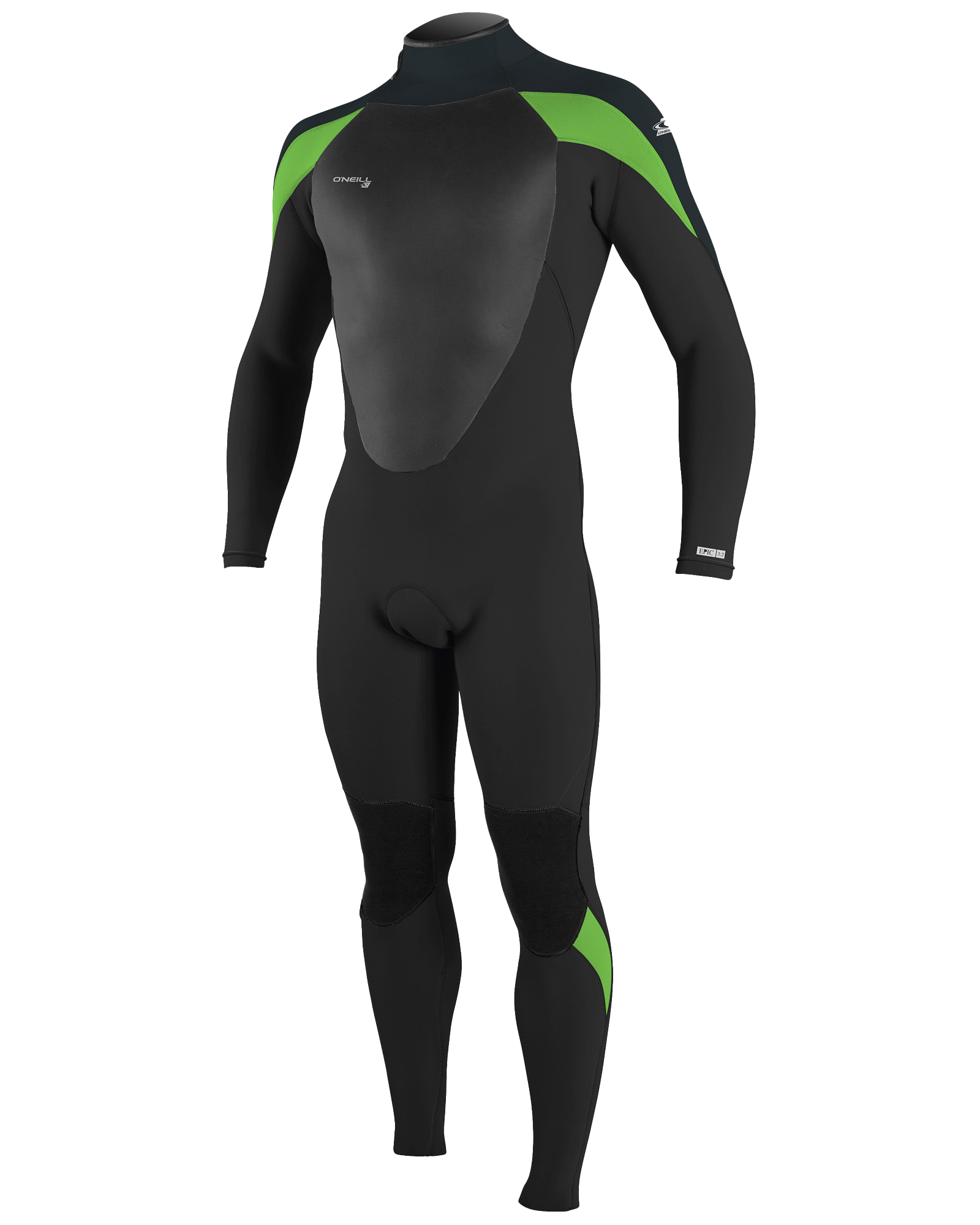 Epic 3/2mm Back Zip Wetsuit In Black  GunmetalandDayglo