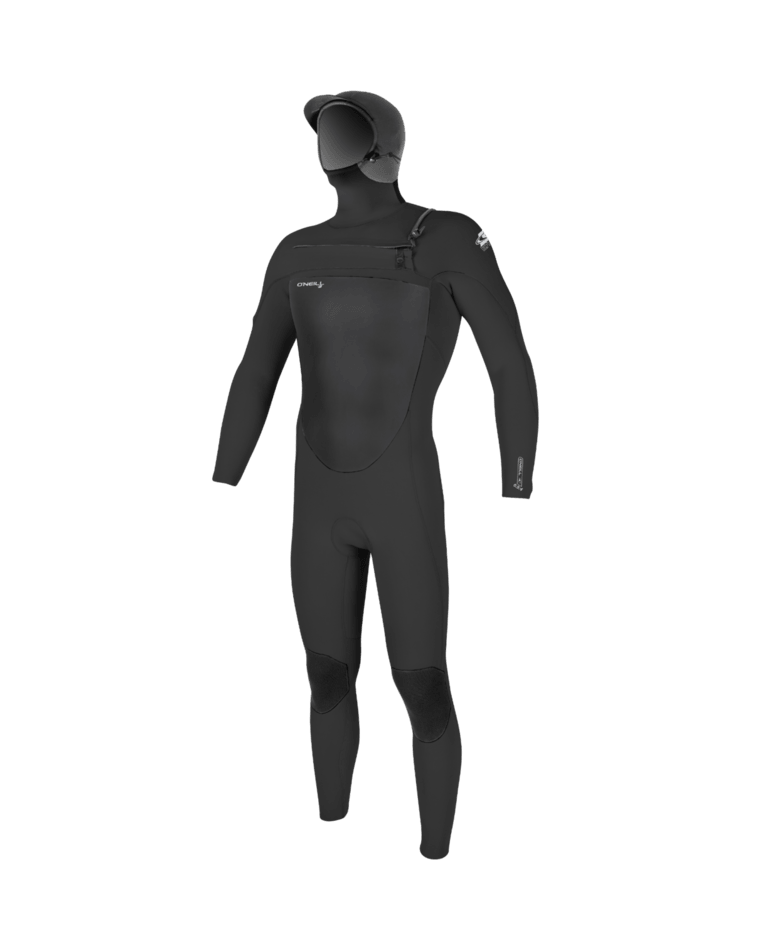 Epic 6/5mm Hooded Chest Zip Wetsuit In Black