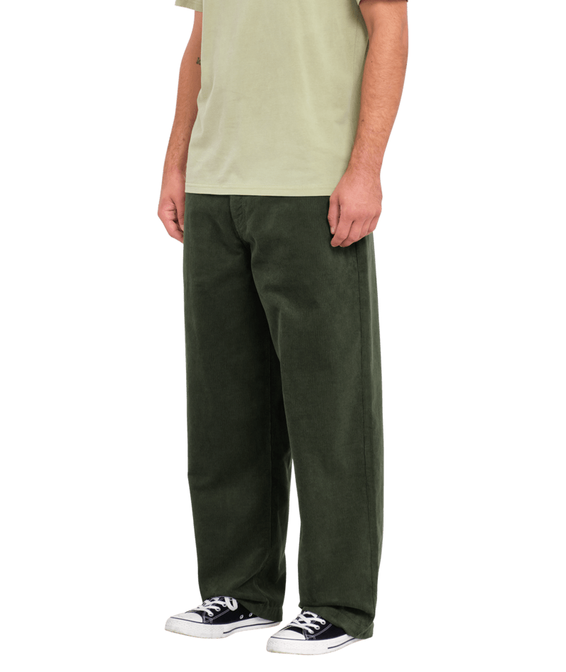 Frickin Loose Tapered Cord Trousers In Squadron Green