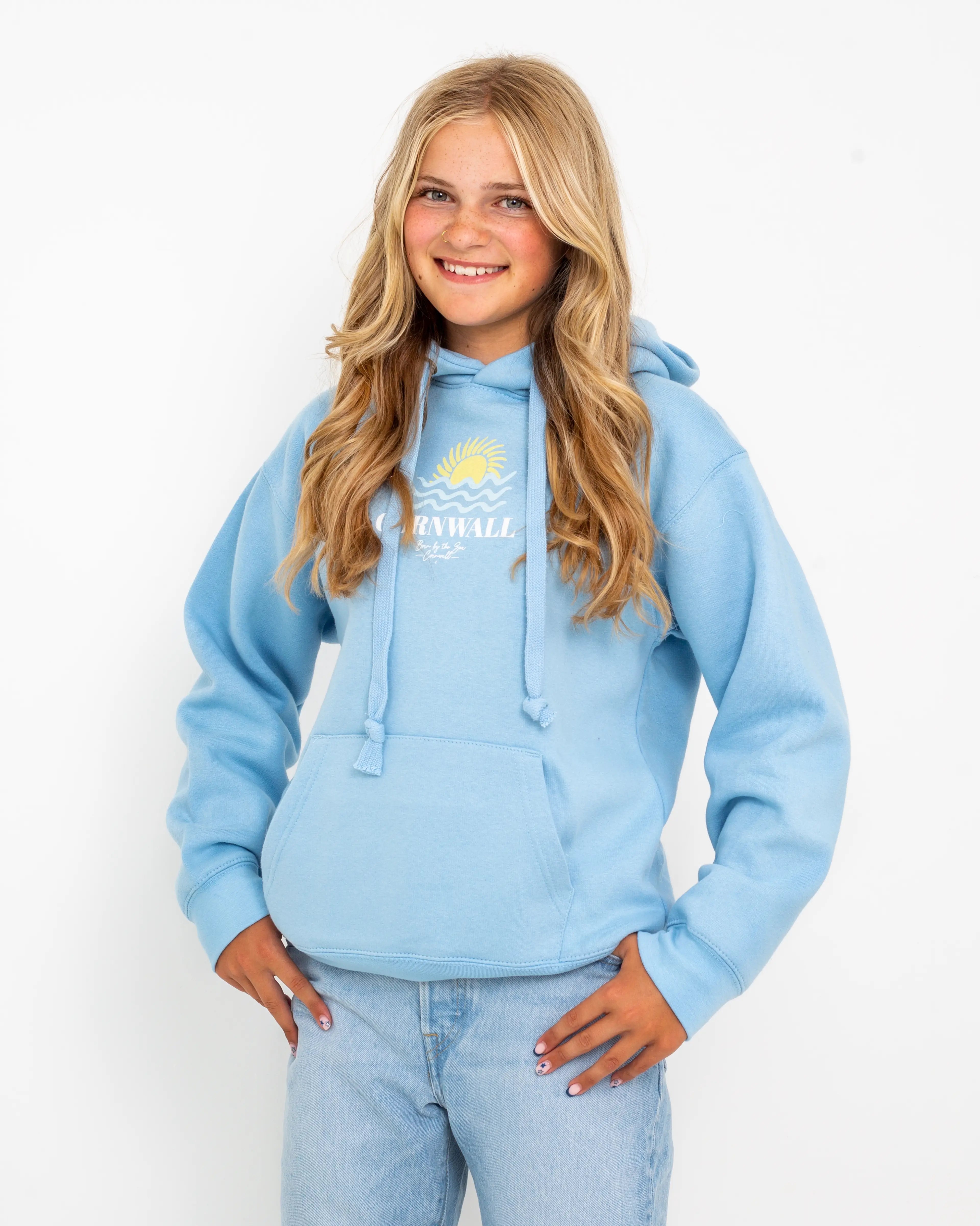 Girls Cornwall Hoodie In Powder Blue