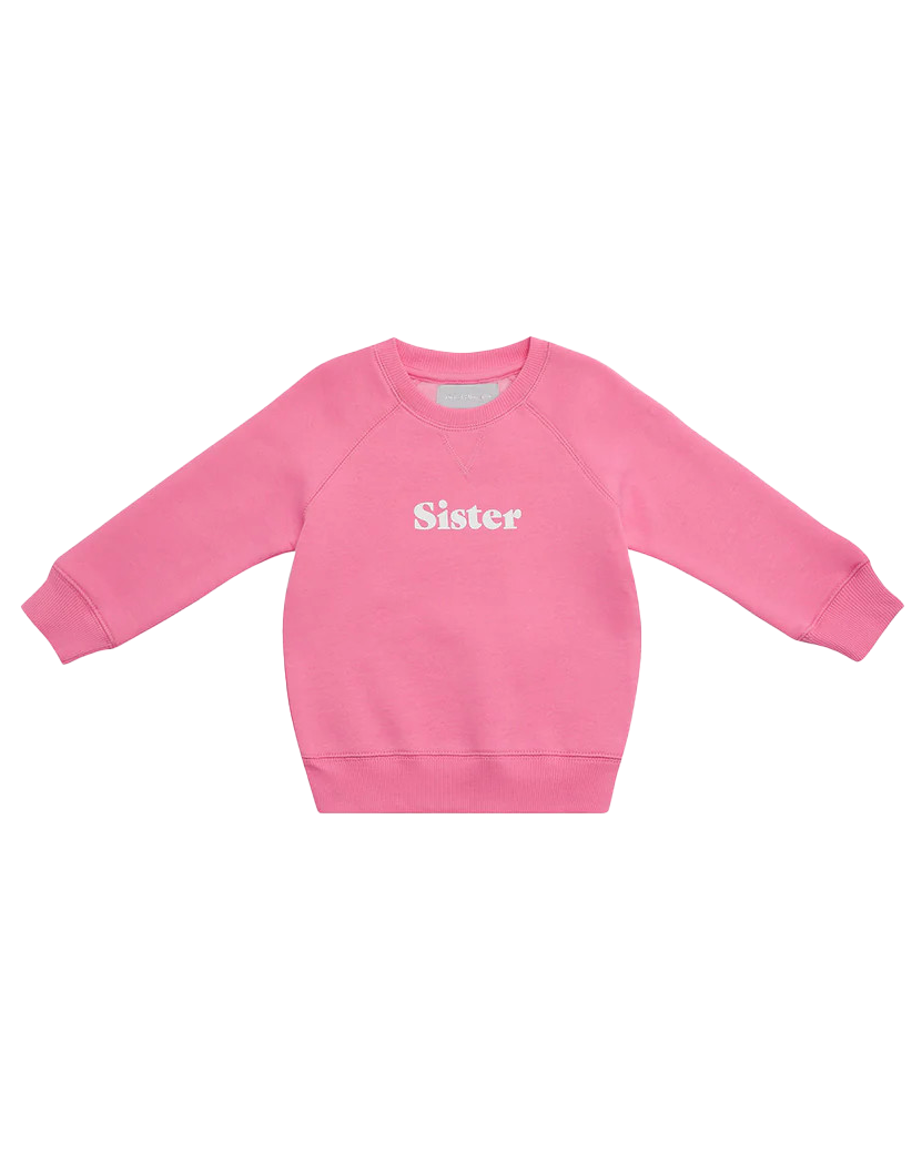 Girls Sister Sweatshirt In Hot Pink