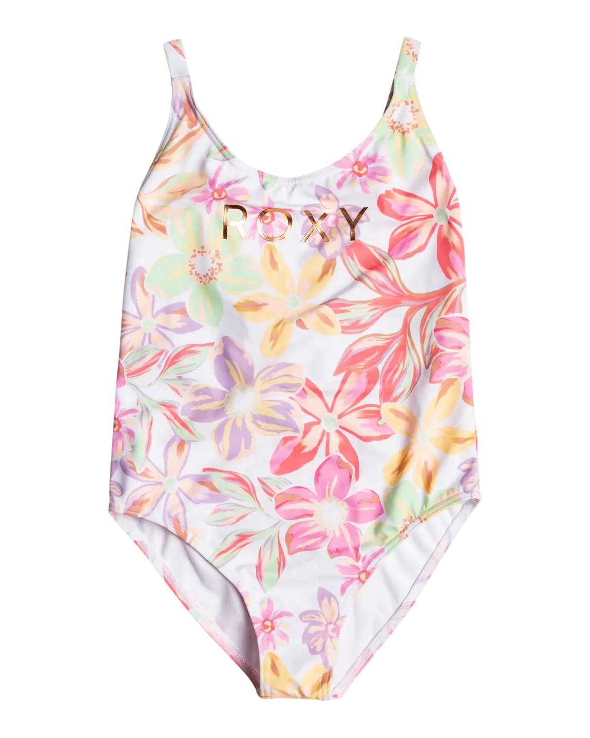 Girls Tropical Time One Piece Swimsuit In Bright White Bayside Blooms