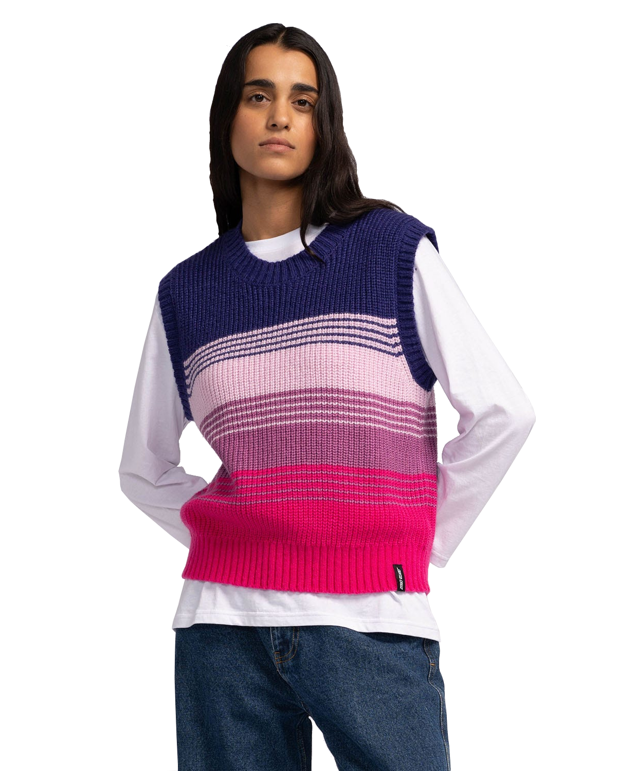 Afterglow Knit Vest In PurpleandPink Fade