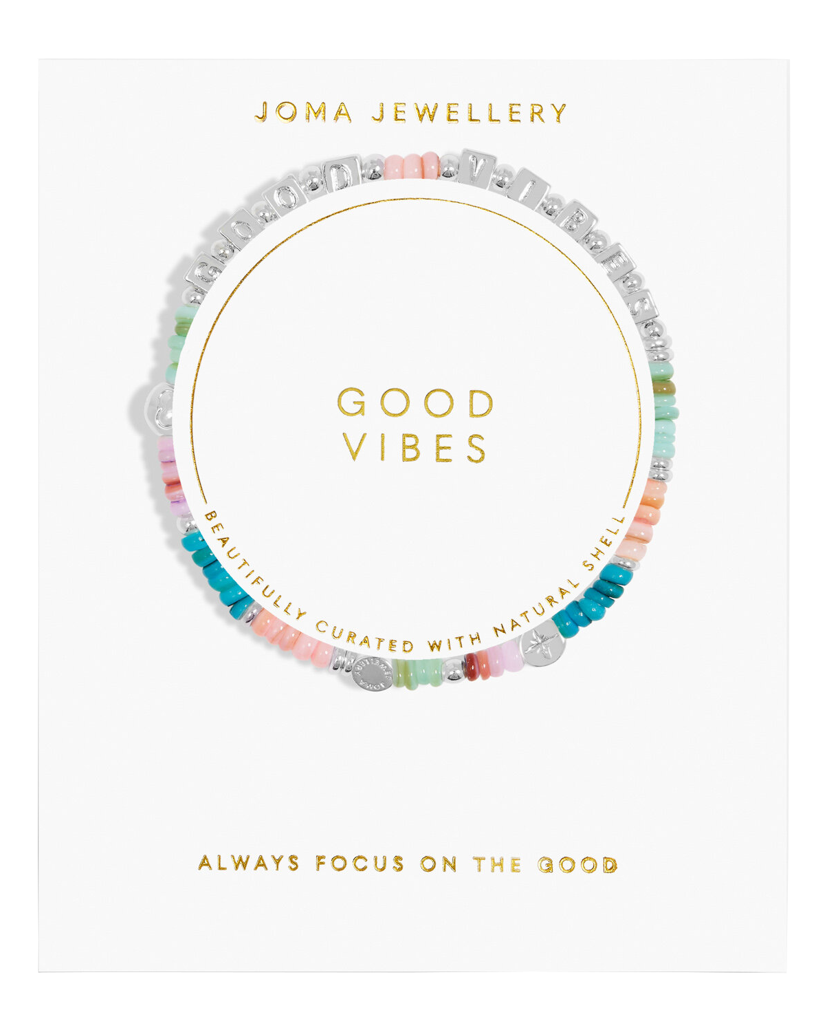 Happy Little Moments Good Vibes Bracelet In Silver