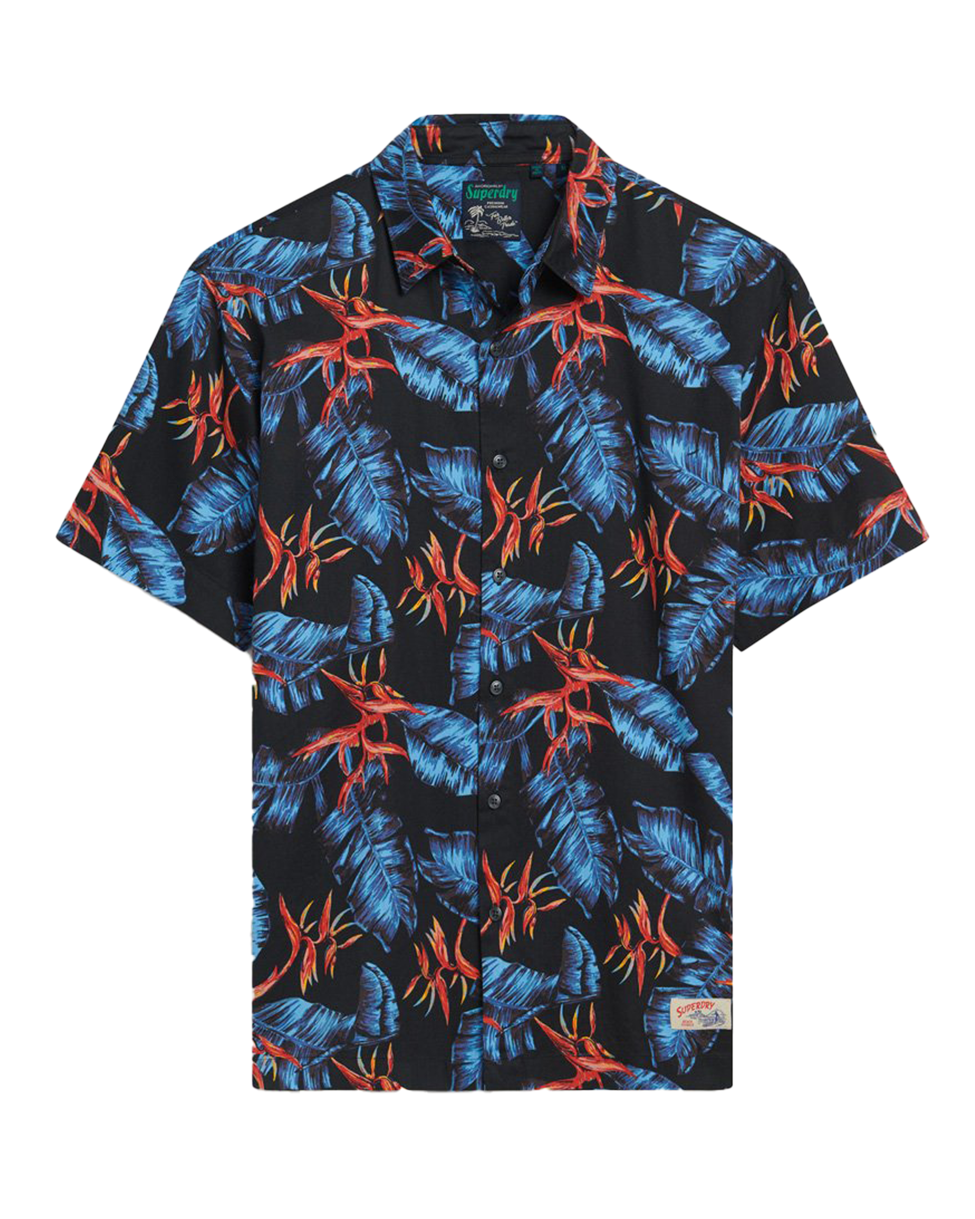 Hawaiian Shirt In Dark Navy Fire