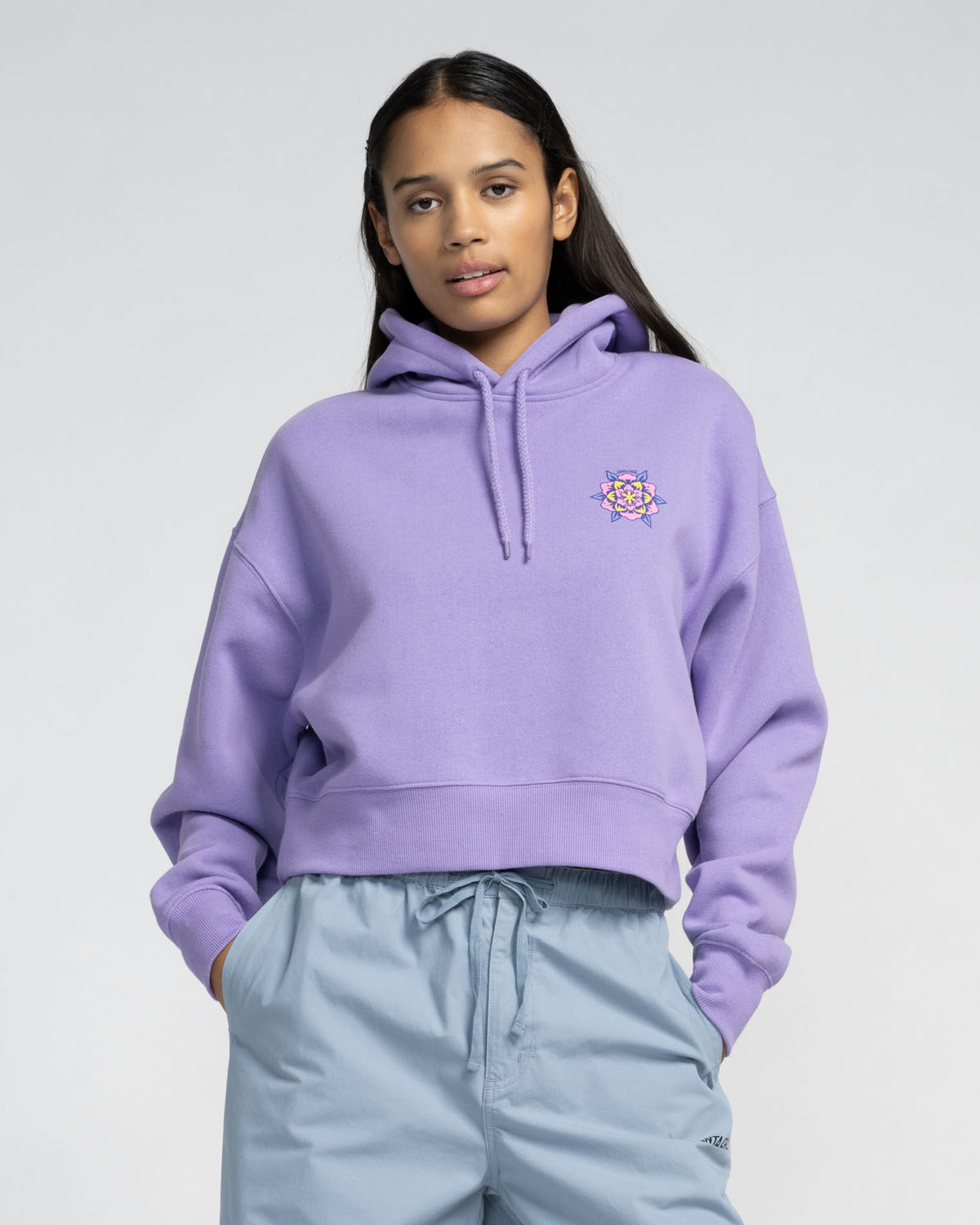 Heart Set Hoodie In Meta Mauve