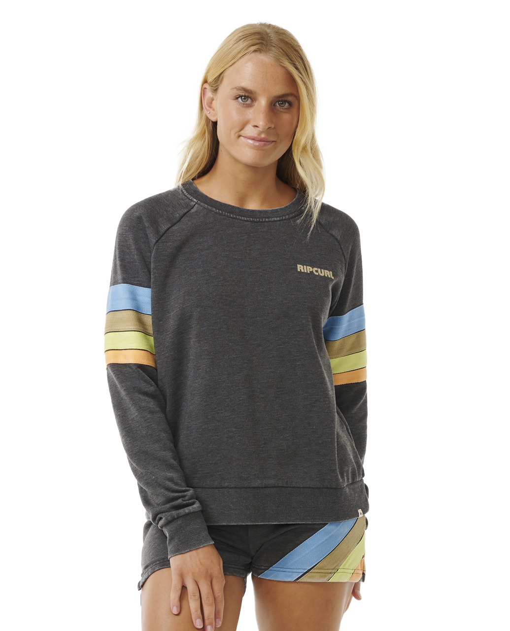 High Tide Surf Raglan Sweatshirt In Washed Black