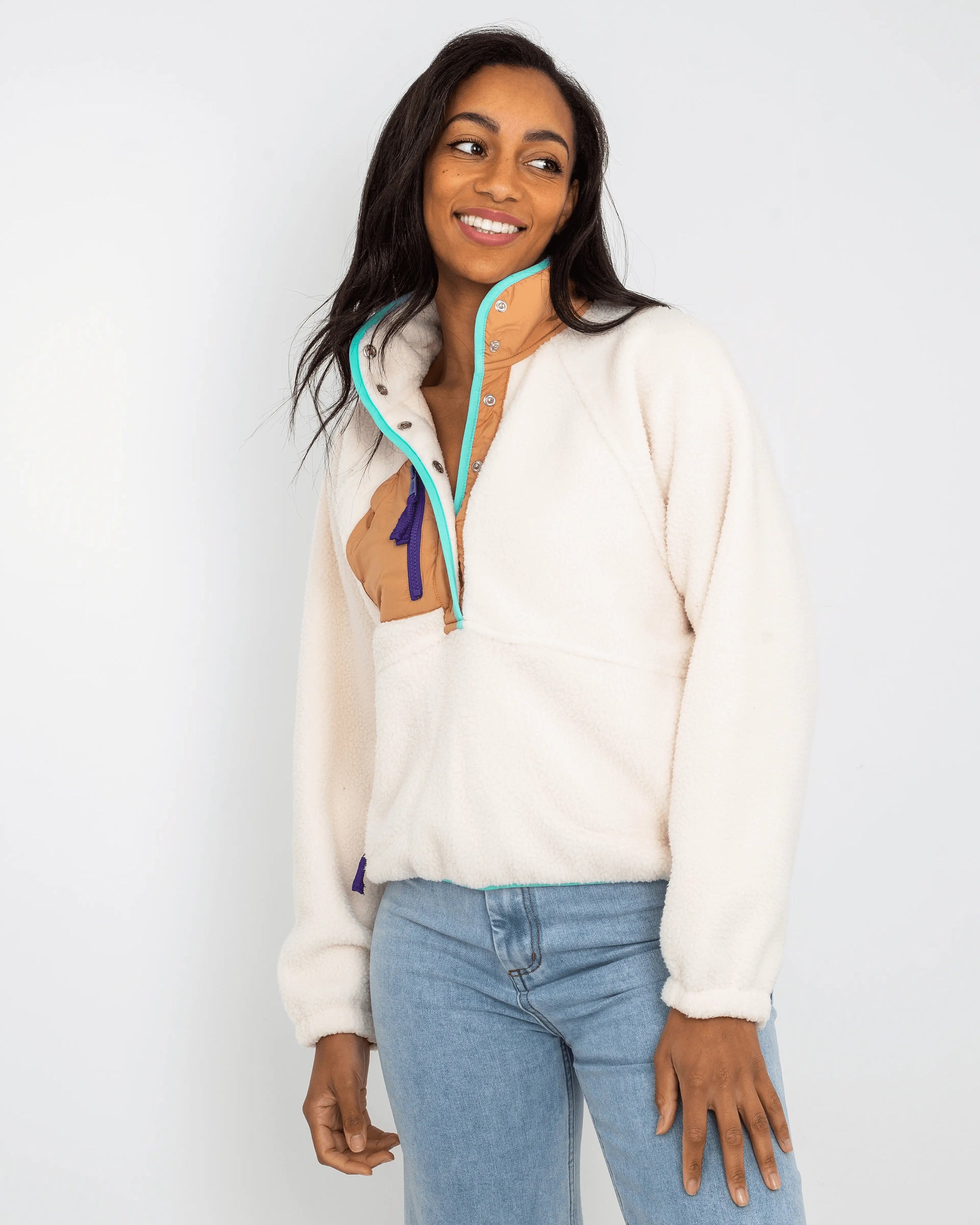 Hit The Slopes Sweatshirt In Ivory Retro Combo