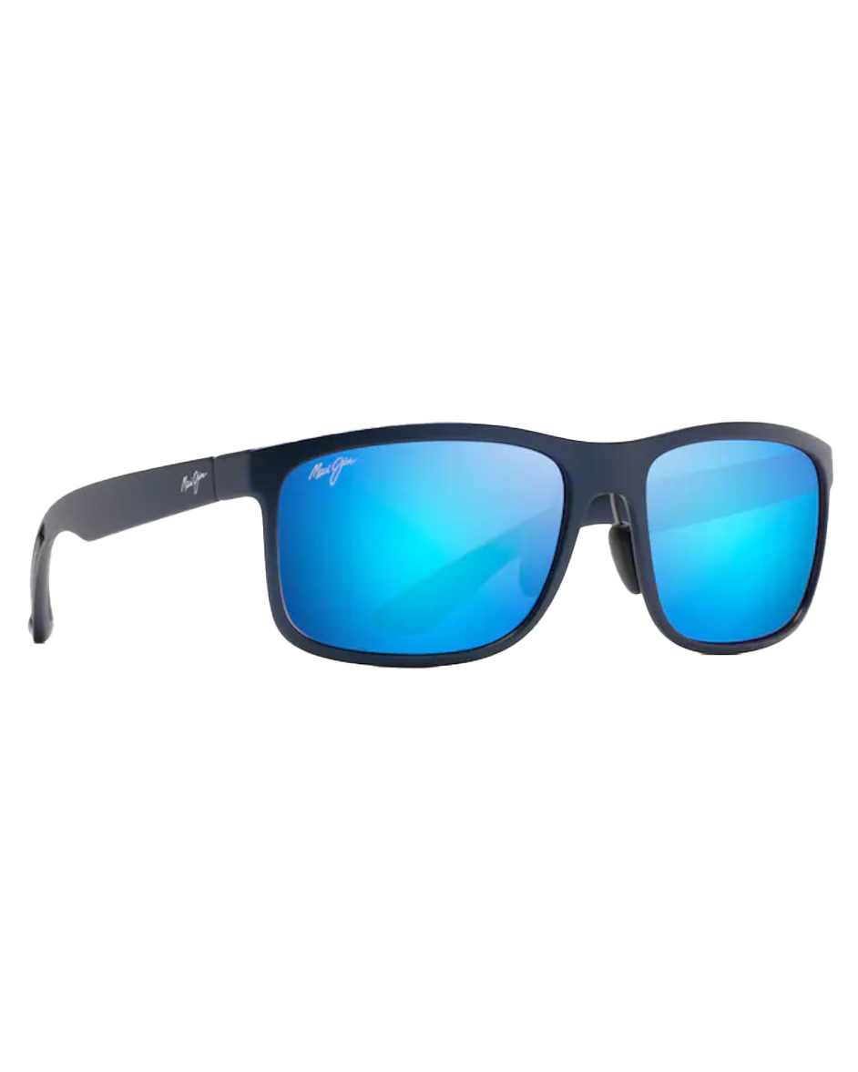 Huelo Polarised Rectangular Sunglasses In Matte BlueandBlue Hawaii