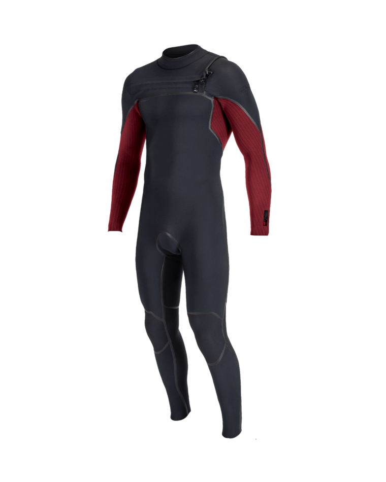 Hyperfreak Fire 4/3mm Chest Zip Wetsuit In BlackandDark Red