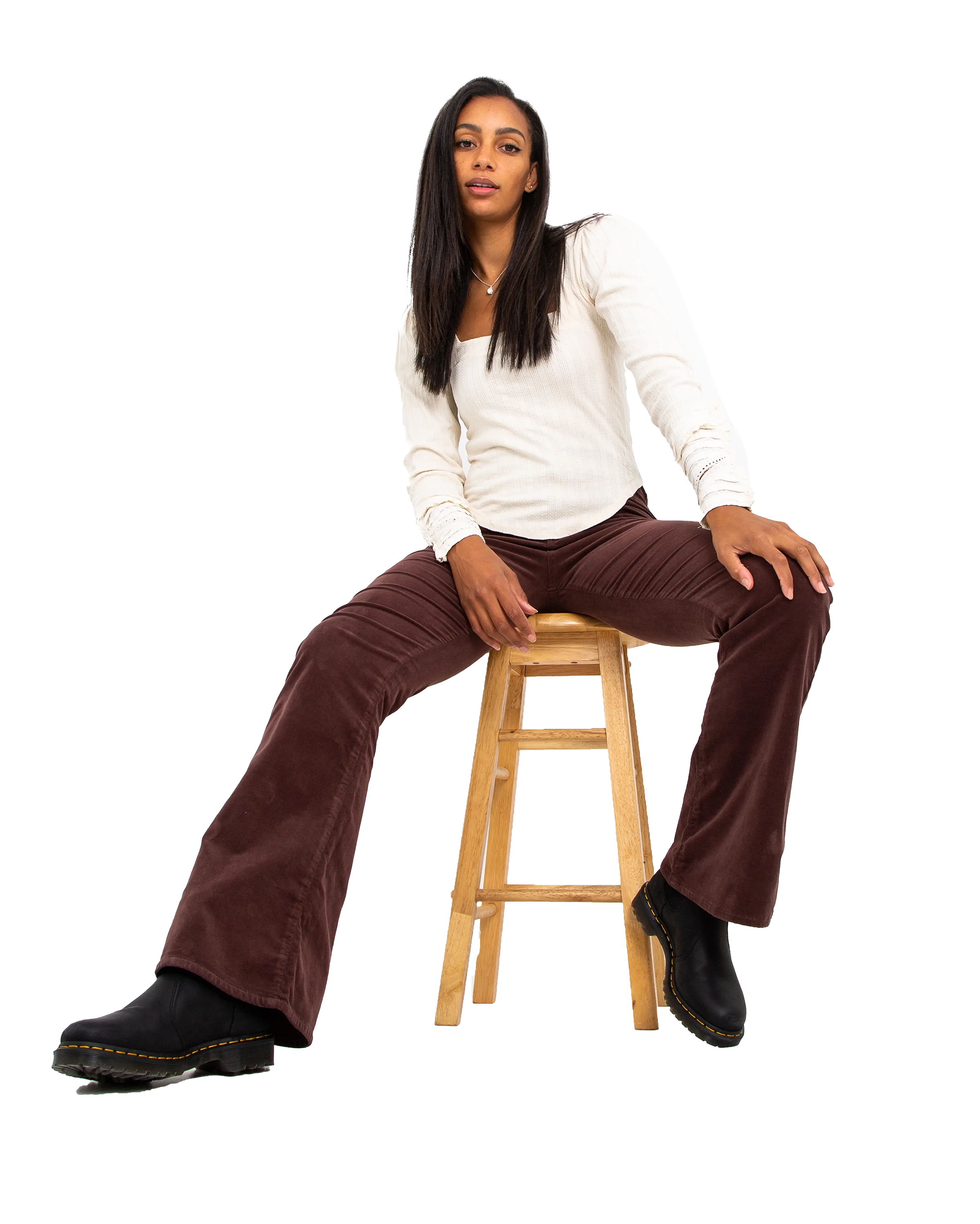 Jayde Cord Flare Trousers In French Roast