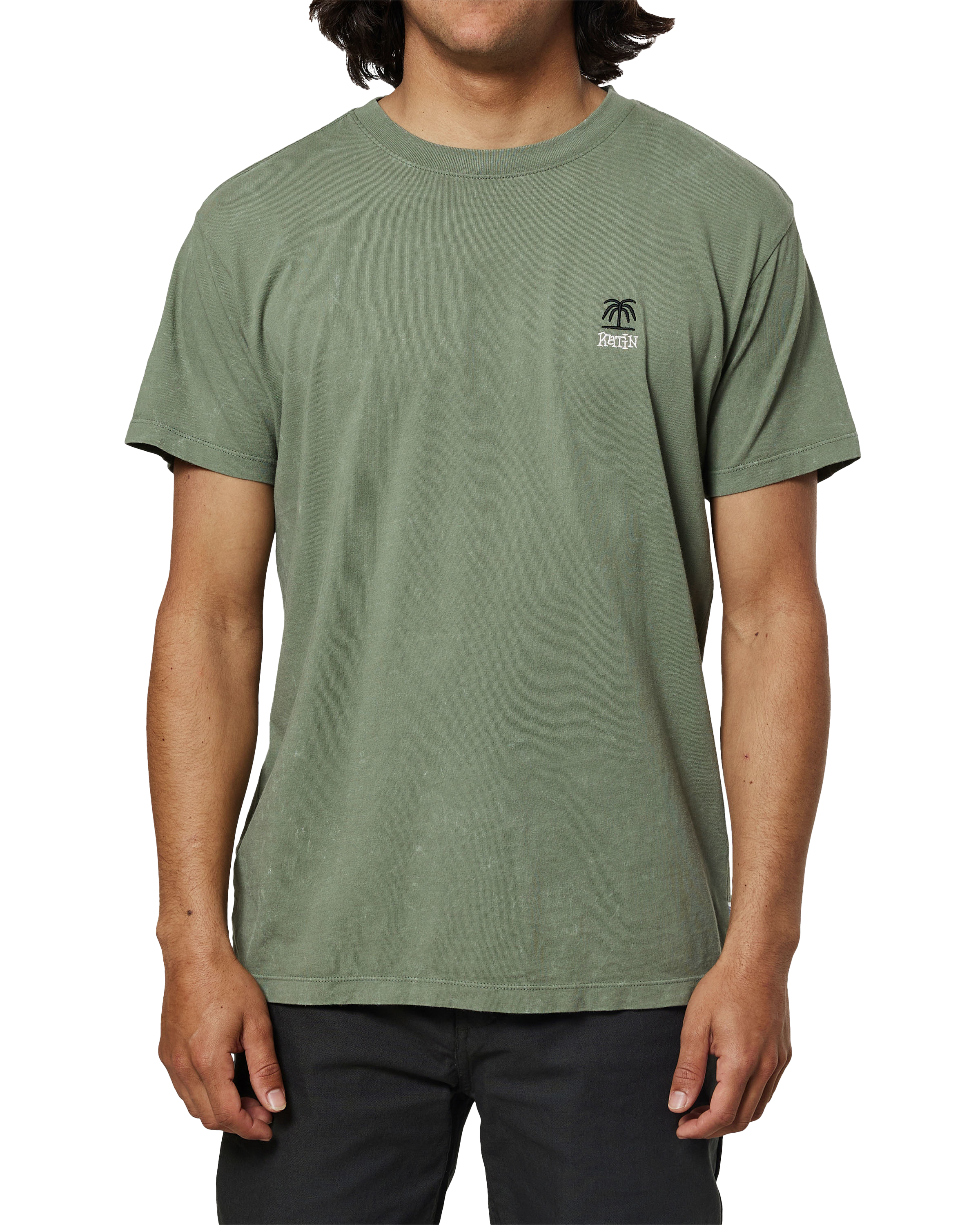 K-palm Emb T-shirt In Olive Sand Wash