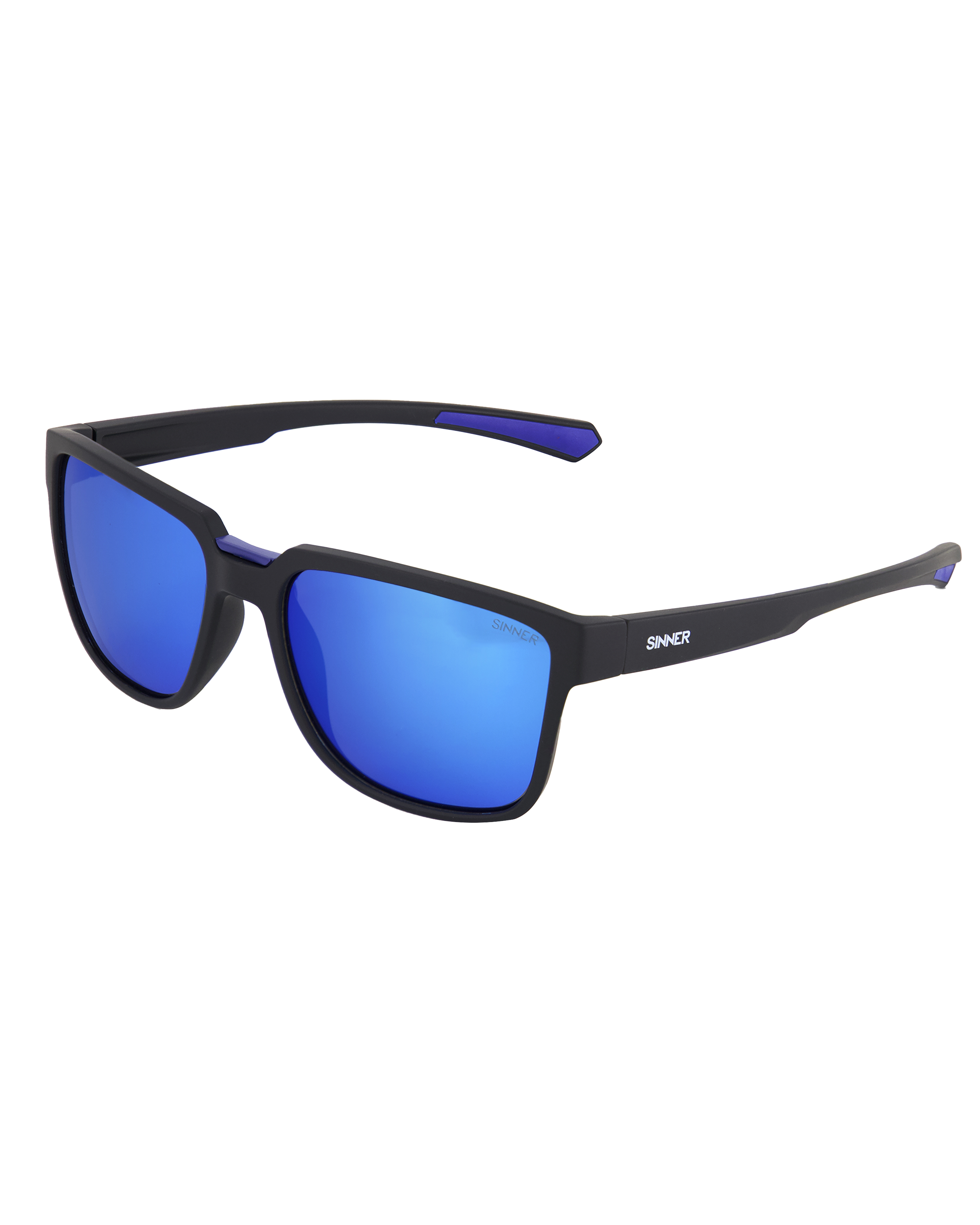 Knoll Polarised Sunglasses In Matte BlackandBlue Oil