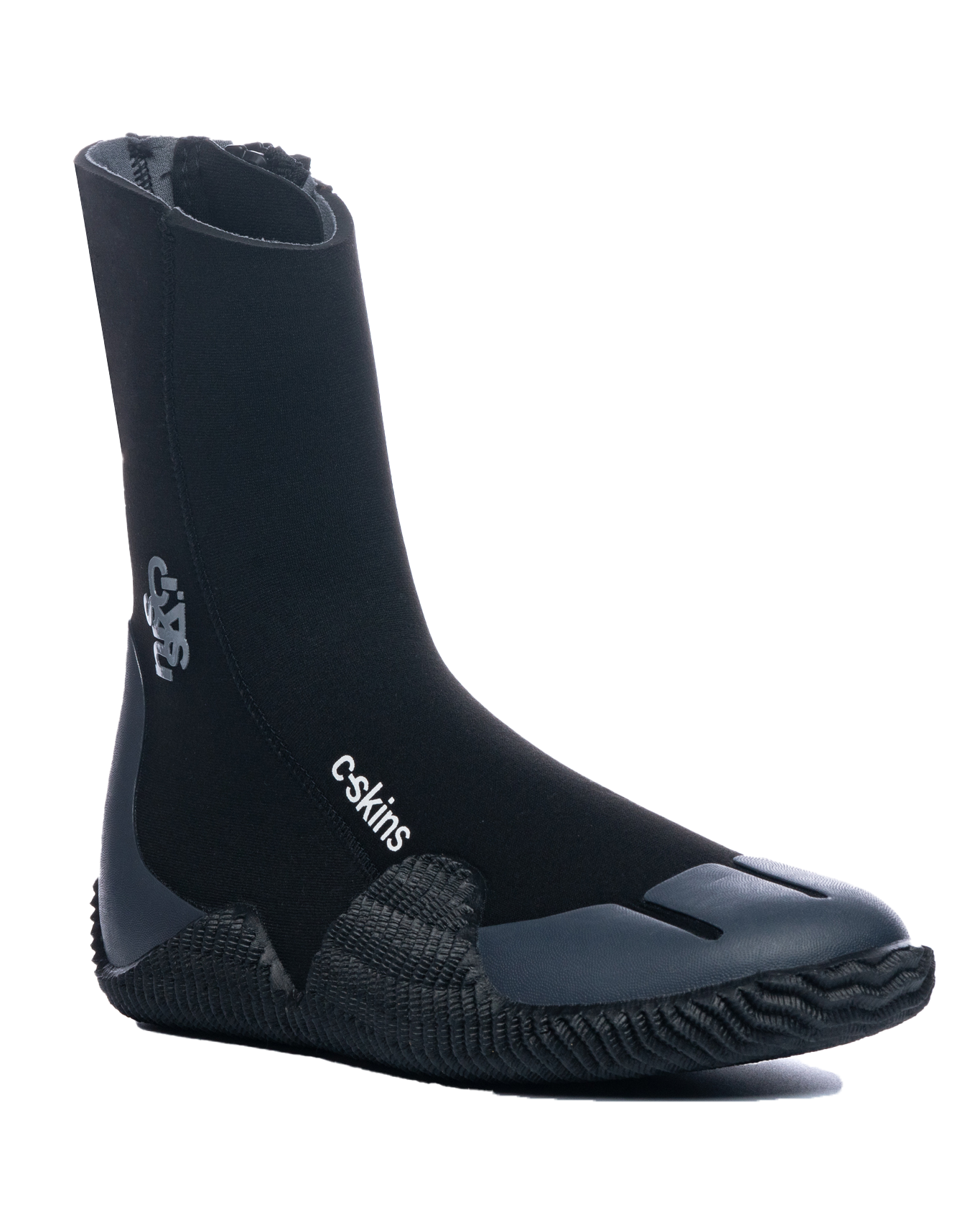 Legend 5mm Zipped Round Toe Wetsuit Boots In BlackandCharcoal