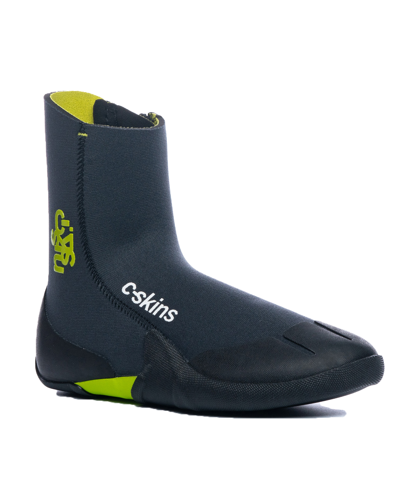 Legend Junior 3.5mm Zipped Round Toe Wetsuit Boots In Graphite  Flash GreenandBlack