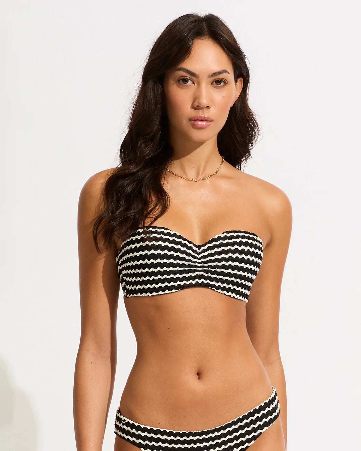 Mesh Effect Bustier Bandeau Bikini Top In Black