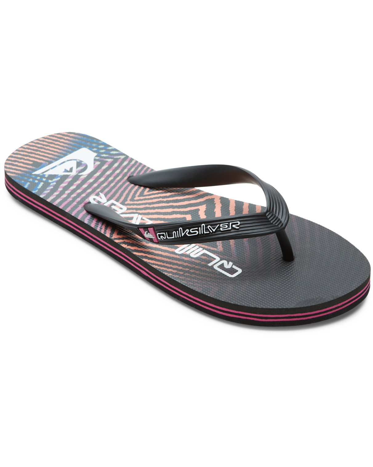 Molokai Wordblock Flip Flops In BlackandPink