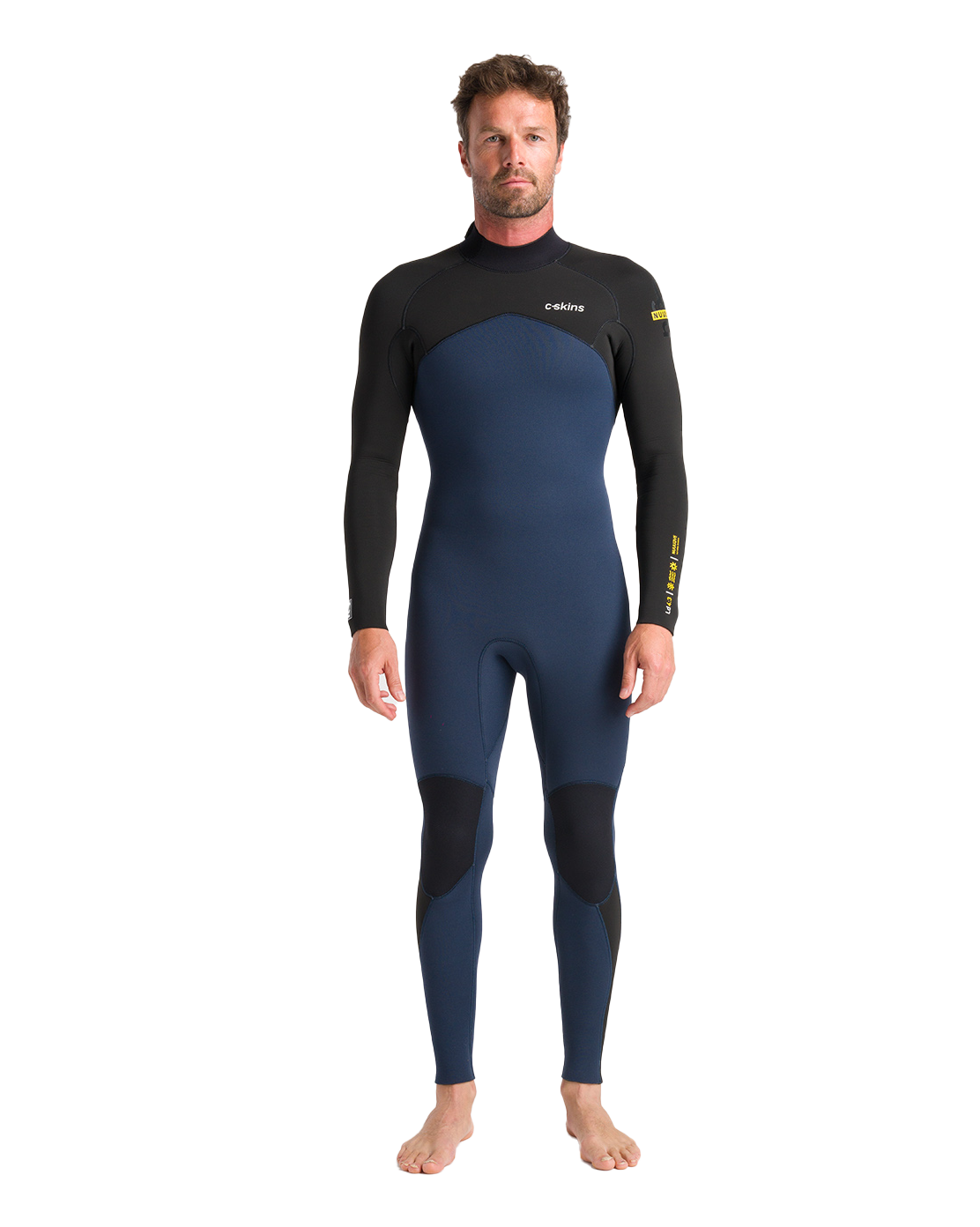 Nuwave Legend 4/3mm Back Zip Wetsuit In Bluestone  BlackandSaffron