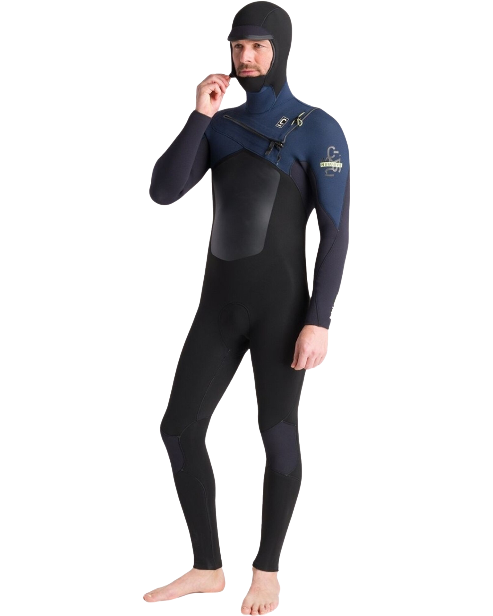 Nuwave Rewired 5/4mm Hooded Chest Zip Wetsuit In Black  Black XandBluestone X