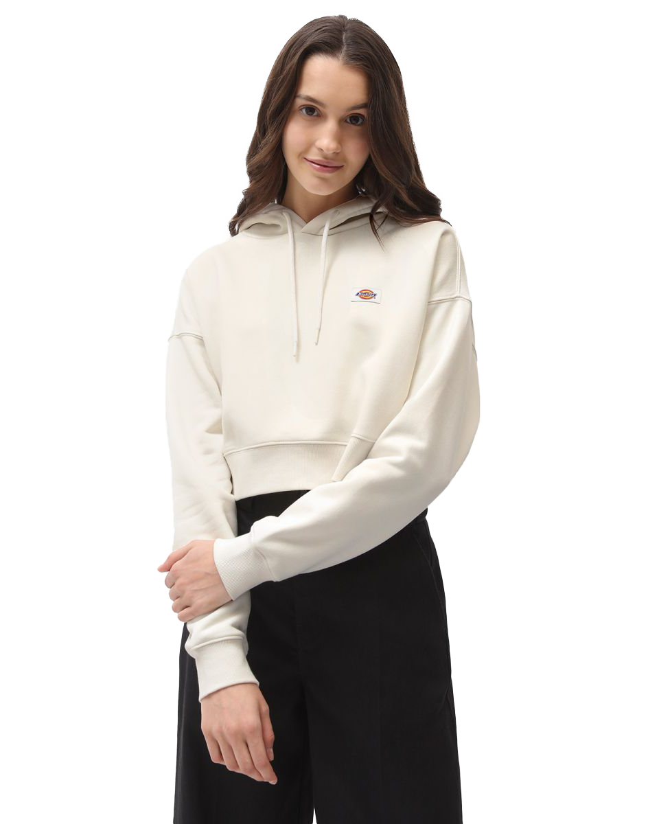 Oakport Cropped Hoodie In Ecru